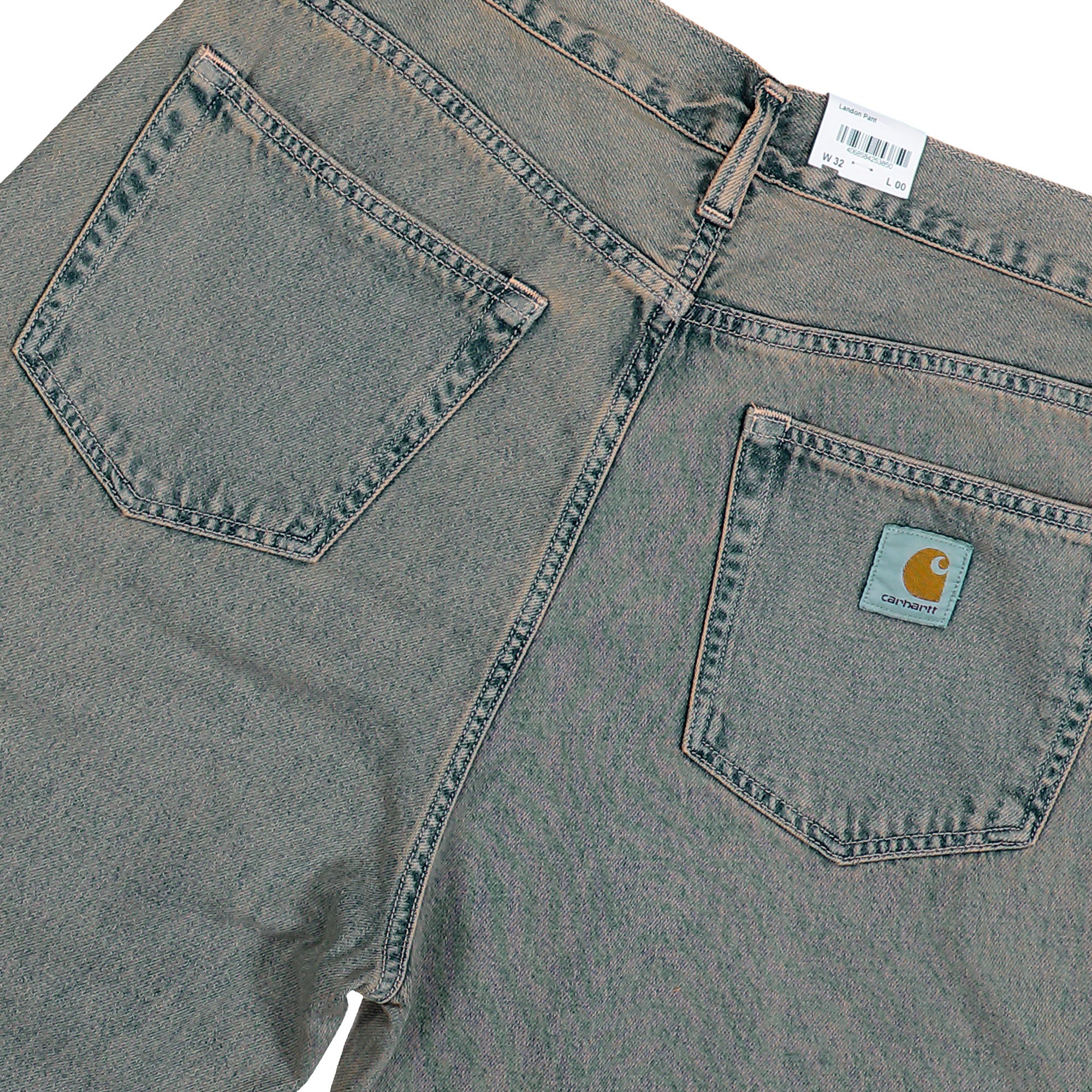 Carhartt WIP Landon Pant Blue / Leather / Garment Dyed Jeans I035820.3FUGD.00 Detail View 2 | Overkill
