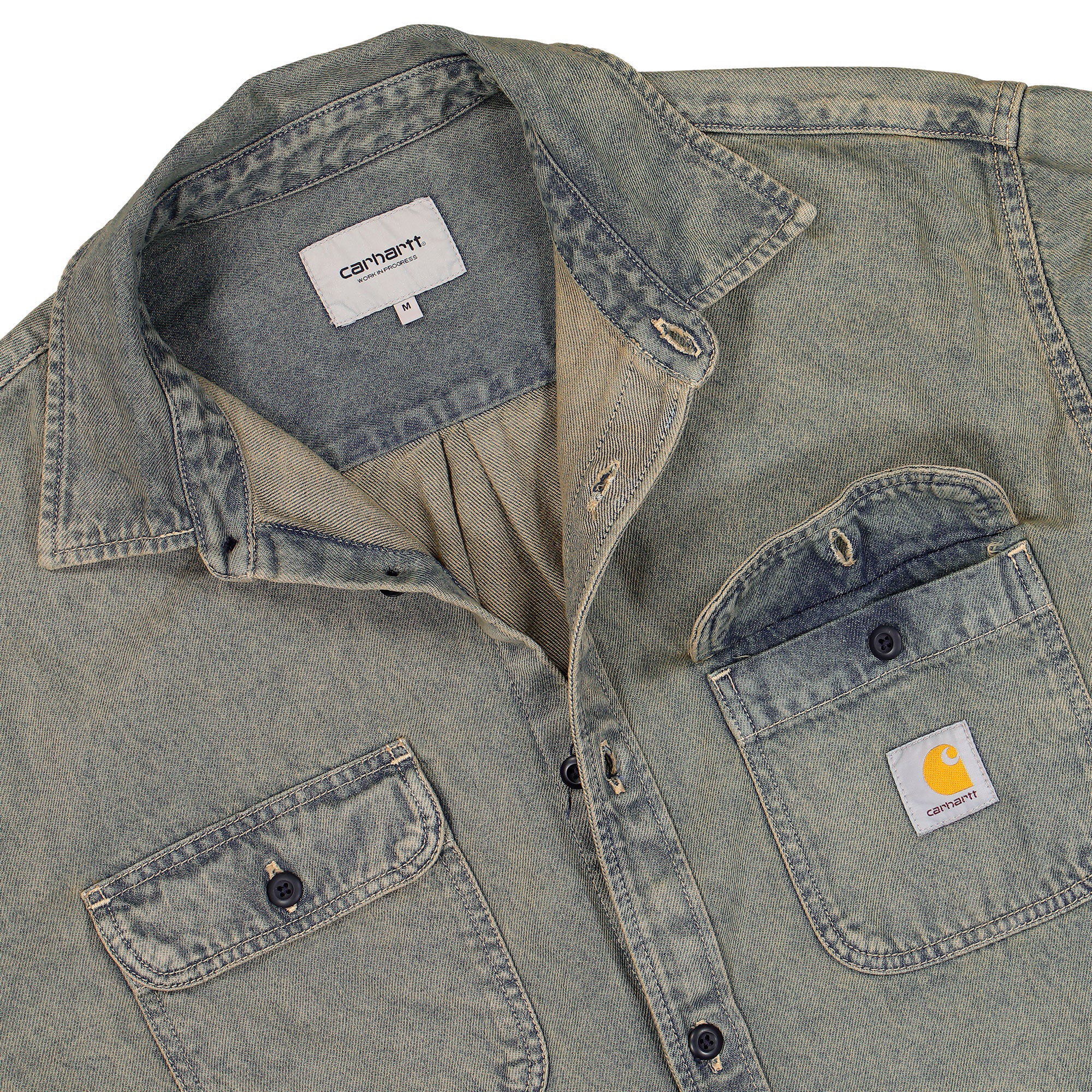 Carhartt WIP Tigan Shirt Jac Blue / Leather / Garment Dyed Shirts I035821.3FU.GD.03 Detailfoto | Overkill
