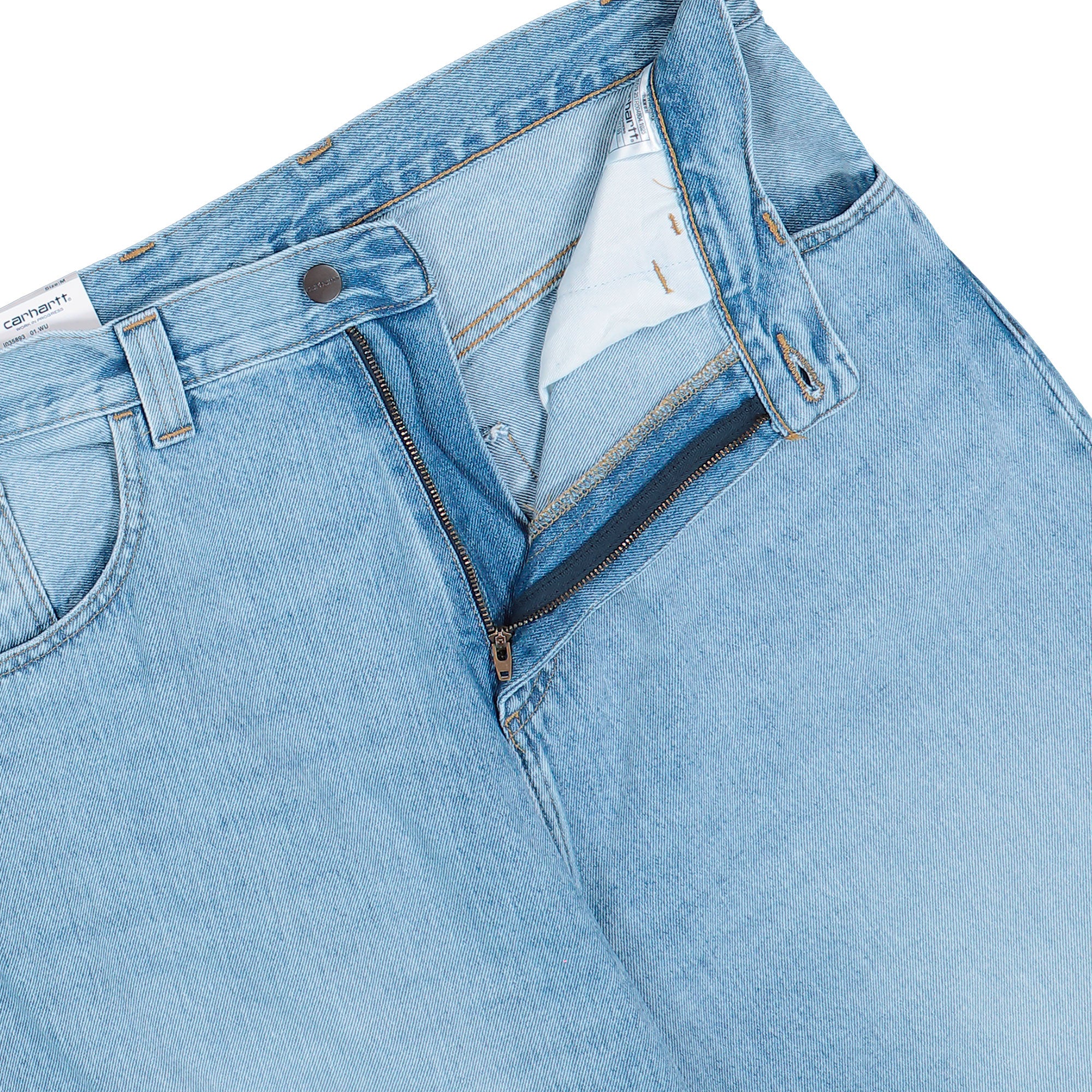 Carhartt WIP Brandon Pant Blue Heavy Worn Bleached Jeans I035893.01.WU.03 Detail View 1 | Overkill
