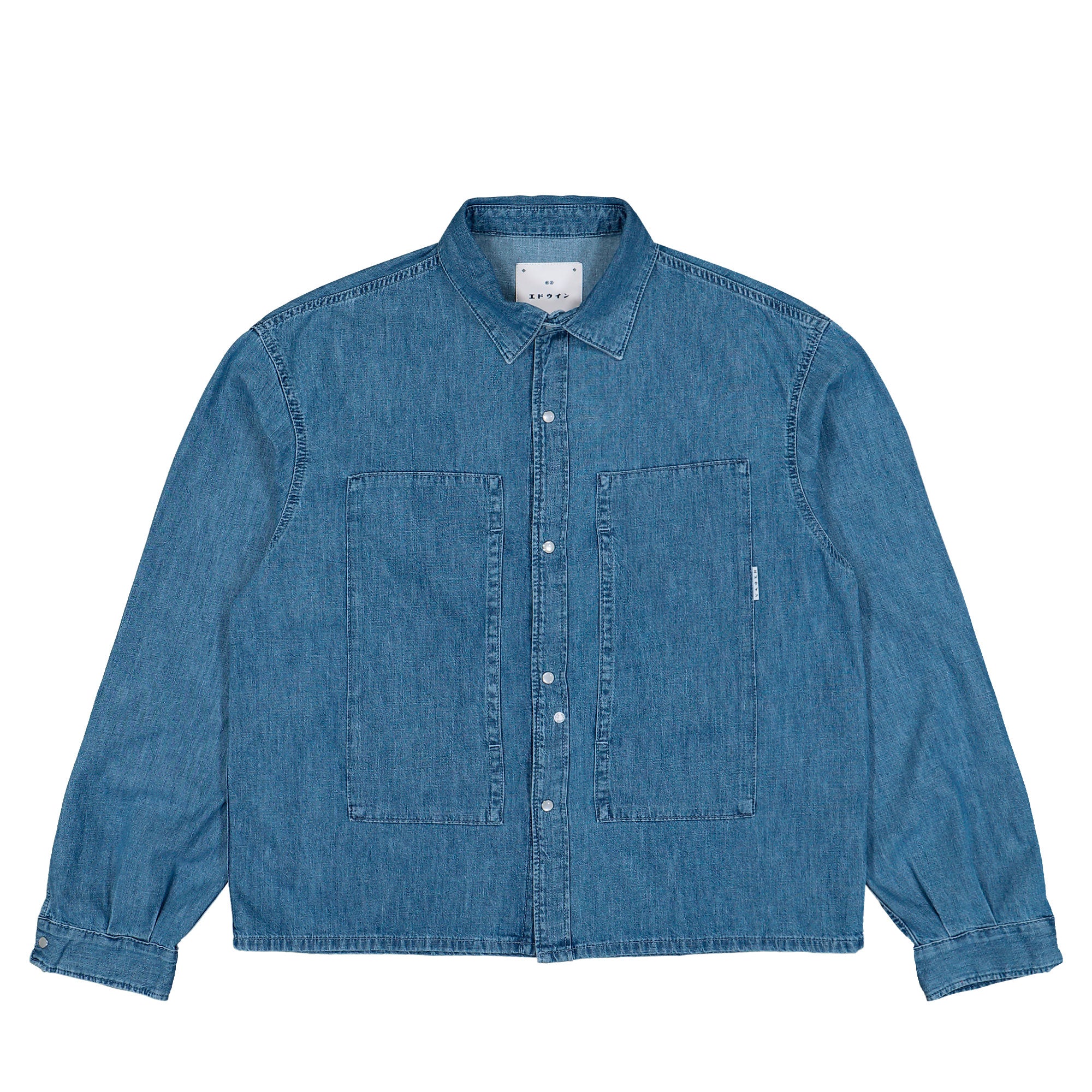 Edwin Workman LS Shirt Blue Light Stone Washed Denim Shirt I036464.01.47.03 | Overkill
