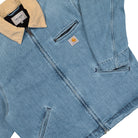 Carhartt WIP OG Detroit Jacket Blue / Dusty H Brown Burst Washed Jackets I036593.2XN.UR.03 Detail View 1 | Overkill

