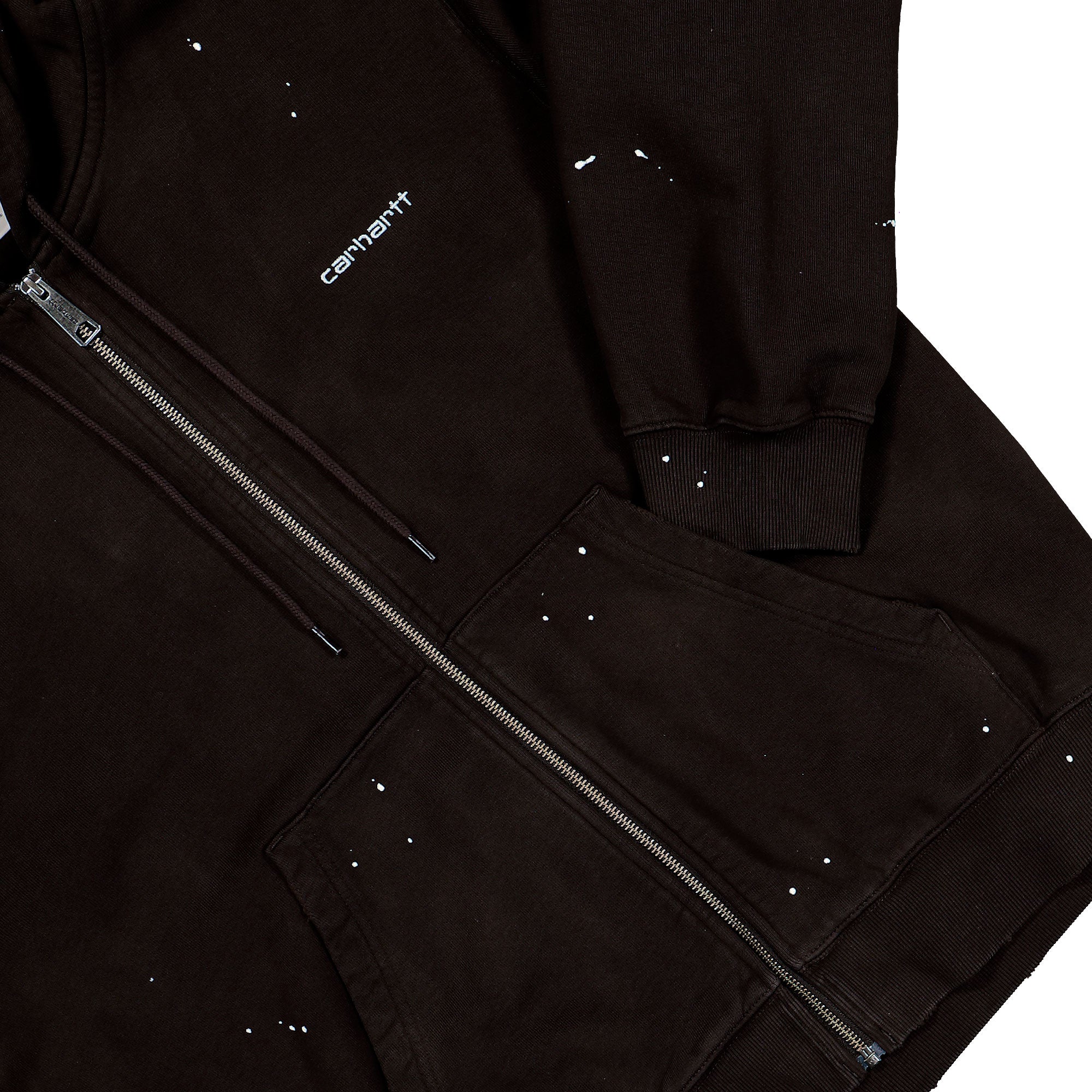 Carhartt WIP Hooded Painter Jacket Tobacco Destroy Wash / Splatter Hoodie I036913.47.EJ.03 Detail View 1 | Overkill
