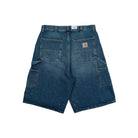Carhartt WIP OG Single Knee Short Blue Destroy Wash / Splatter Short I037020.01.EJ.03 Close-up | Overkill
