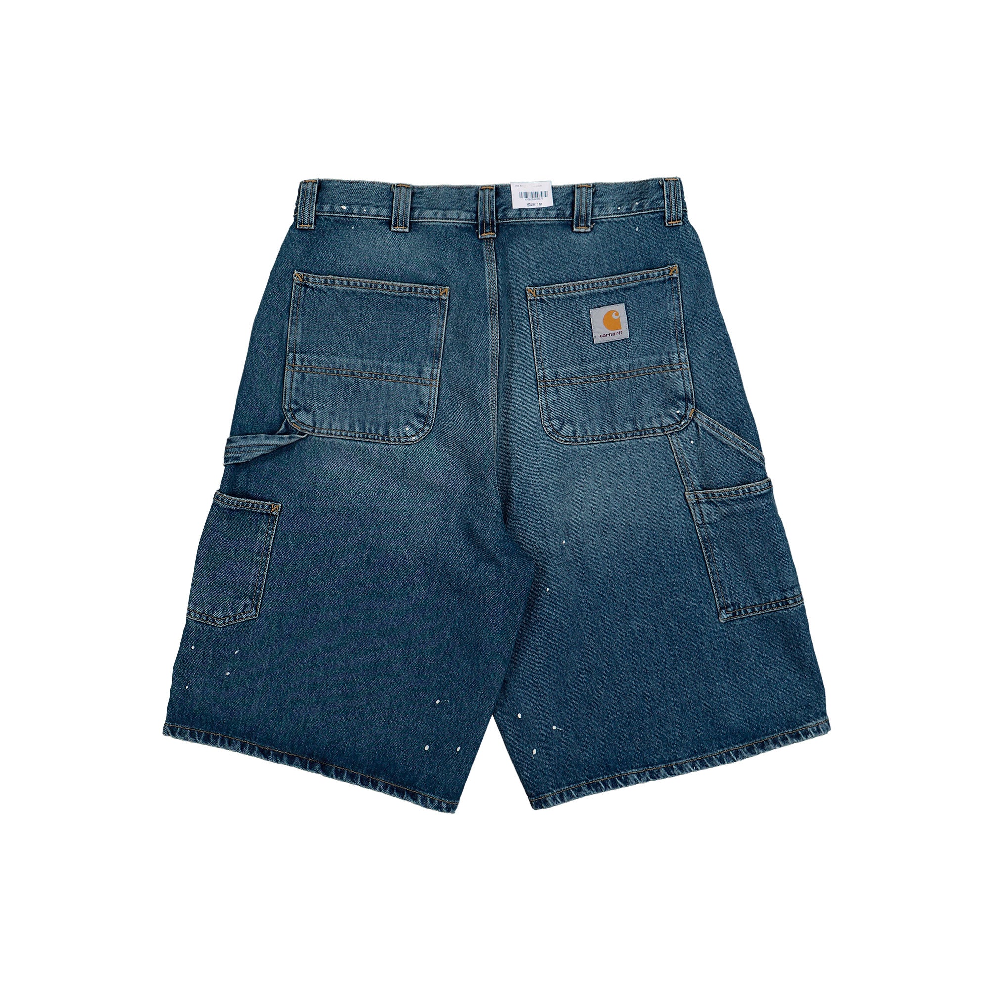 Carhartt WIP OG Single Knee Short Blue Destroy Wash / Splatter Short I037020.01.EJ.03 Close-up | Overkill
