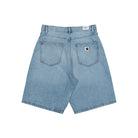 Carhartt WIP W Brandon Short Blue Heavy Worn Bleached Short I037021.01.WU.03 Close-up | Overkill
