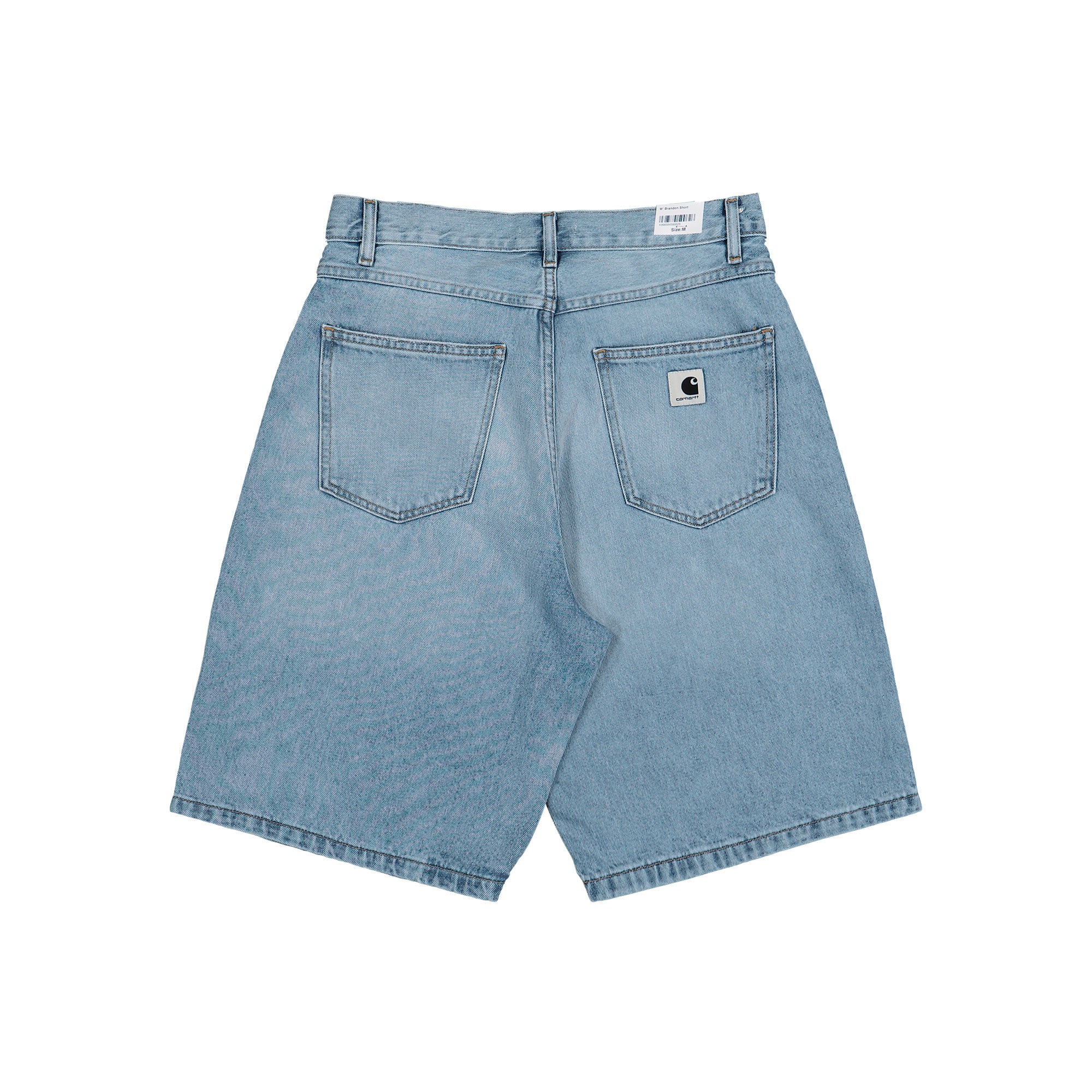 Carhartt WIP W Brandon Short Blue Heavy Worn Bleached Short I037021.01.WU.03 Close-up | Overkill
