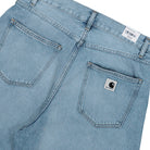 Carhartt WIP W Brandon Short Blue Heavy Worn Bleached Short I037021.01.WU.03 Detail View 2 | Overkill
