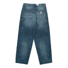 Carhartt WIP OG Single Knee Pant Blue Destroy Wash / Splatter Jeans I037031.01.EJ.03 Close-up | Overkill
