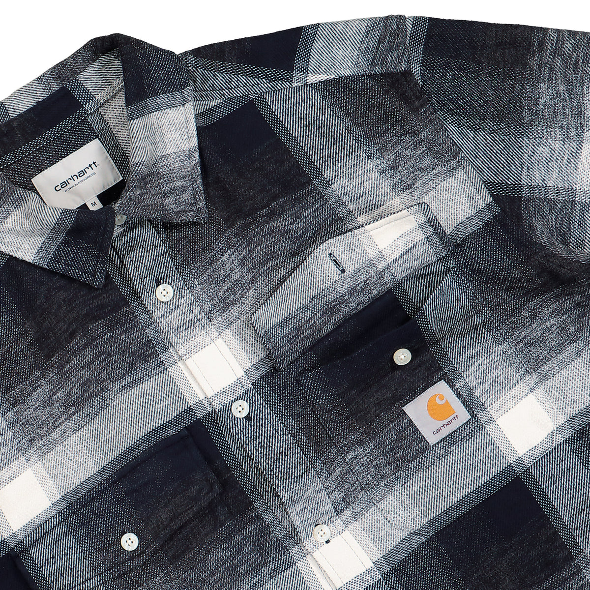 Carhartt WIP L/S Esterson Shirt Esterson Check, Dark Navy Shirt I037139.3ZH.XX.03 Detail View 1 | Overkill
