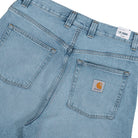 Carhartt WIP Brandon Short Blue Heavy Worn Bleached Short I037161.01.WU.03 Detail View 2 | Overkill
