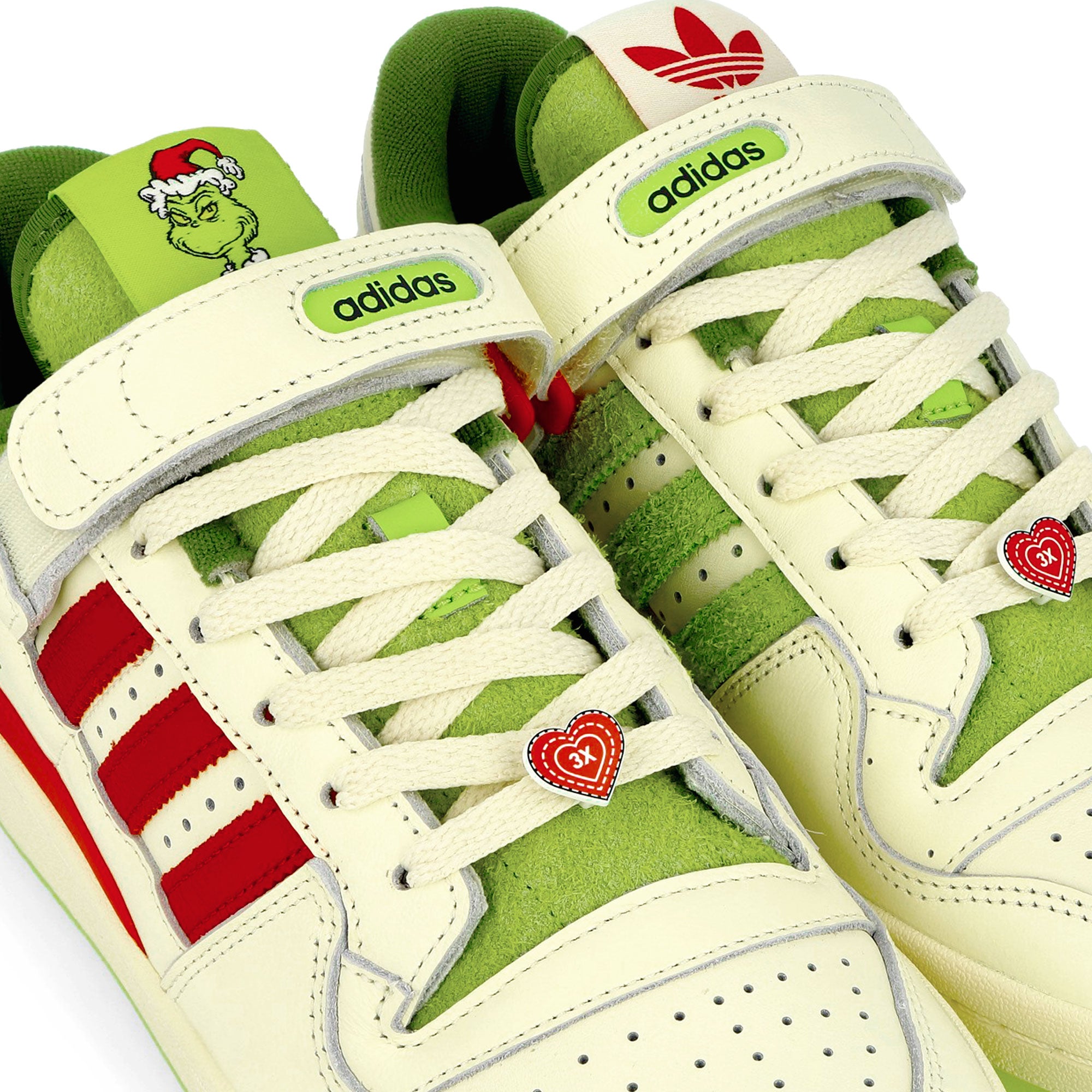 adidas Forum Low The Grinch Cream White / Collegiate Red / Solar Slime Low Top Sneakers  Material | Overkill