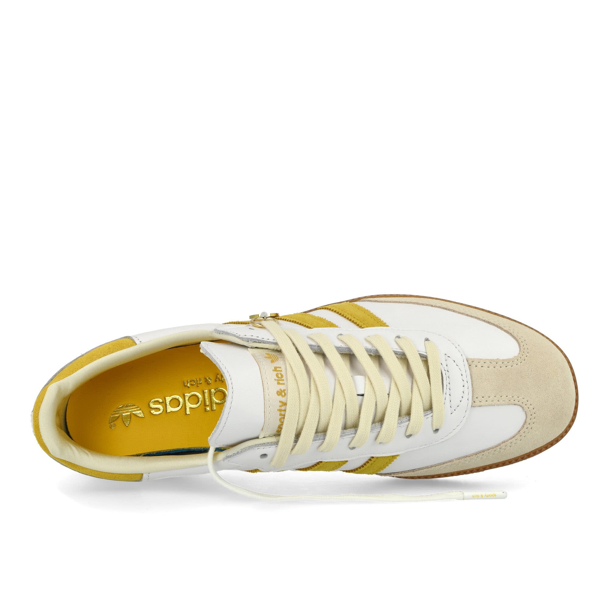 SPORTY & RICH x adidas Samba OG Footwear White / Bold Gold / Chalk White Low Top Sneakers  Detailfoto | Overkill