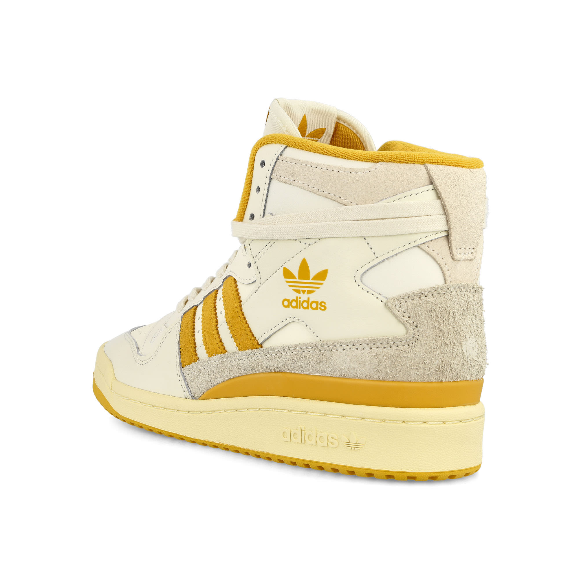 adidas Forum 84 Hi Off White-Preloved Yellow-Easy Yellow High Top Sneakers  Material | Overkill