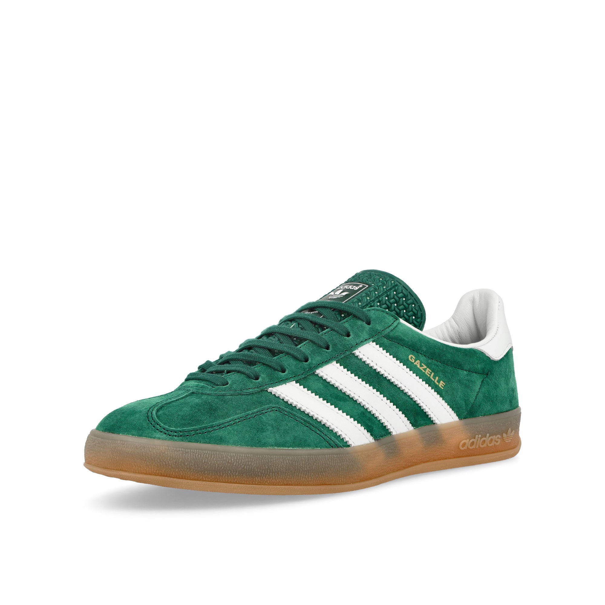 adidas Gazelle Indoor Collegiate Green / Cloud White / Gum Low Top Sneakers  Close Up | Overkill