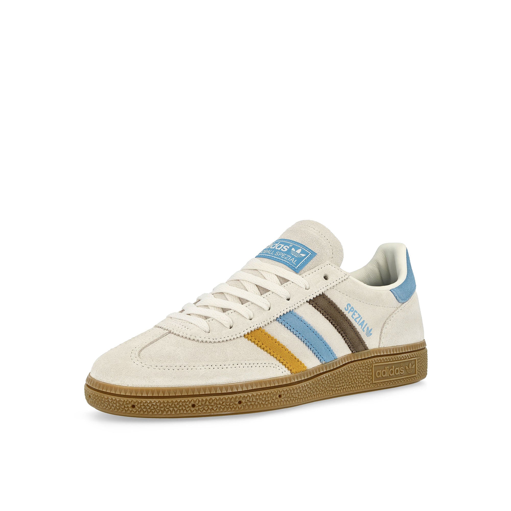 adidas Handball Spezial W Cloud White / Light Blue / Earth Strata Low Top Sneakers  Close Up | Overkill