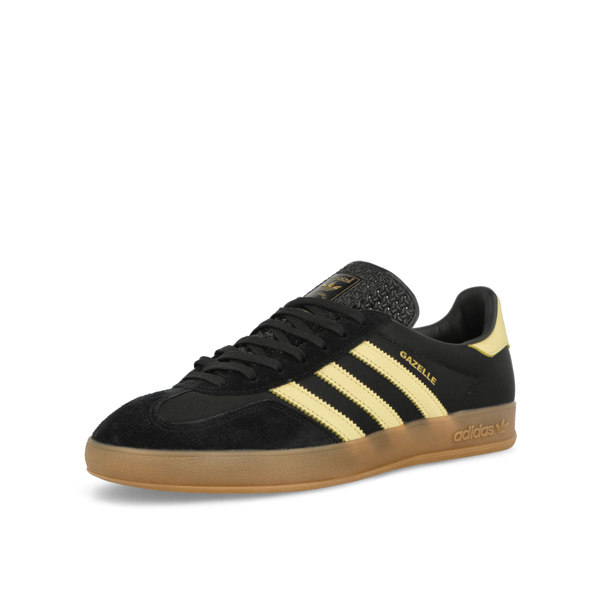 adidas Gazelle Indoor Core Black / Alm Yellow / Gum2 Low Top Sneakers  Close Up | Overkill