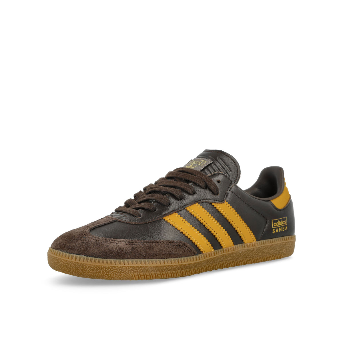 adidas Samba OG Dark Brown / Preloved Yellow / Gum Sneakers  Close Up | Overkill