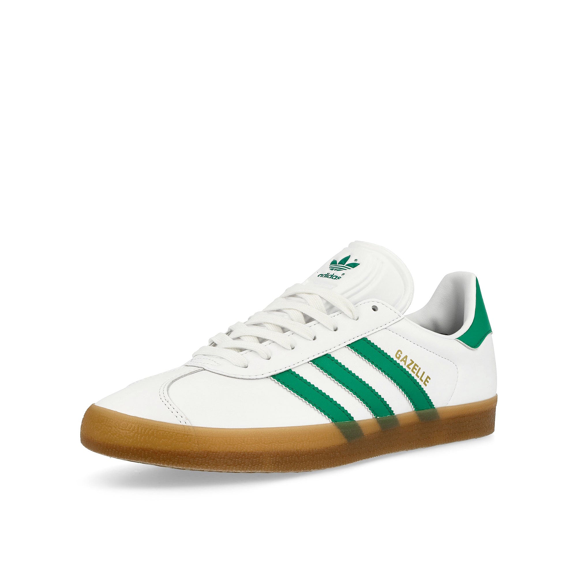 adidas Gazelle Cloud White / Bold Green / Gold Metallic Low Top Sneakers  Close Up | Overkill
