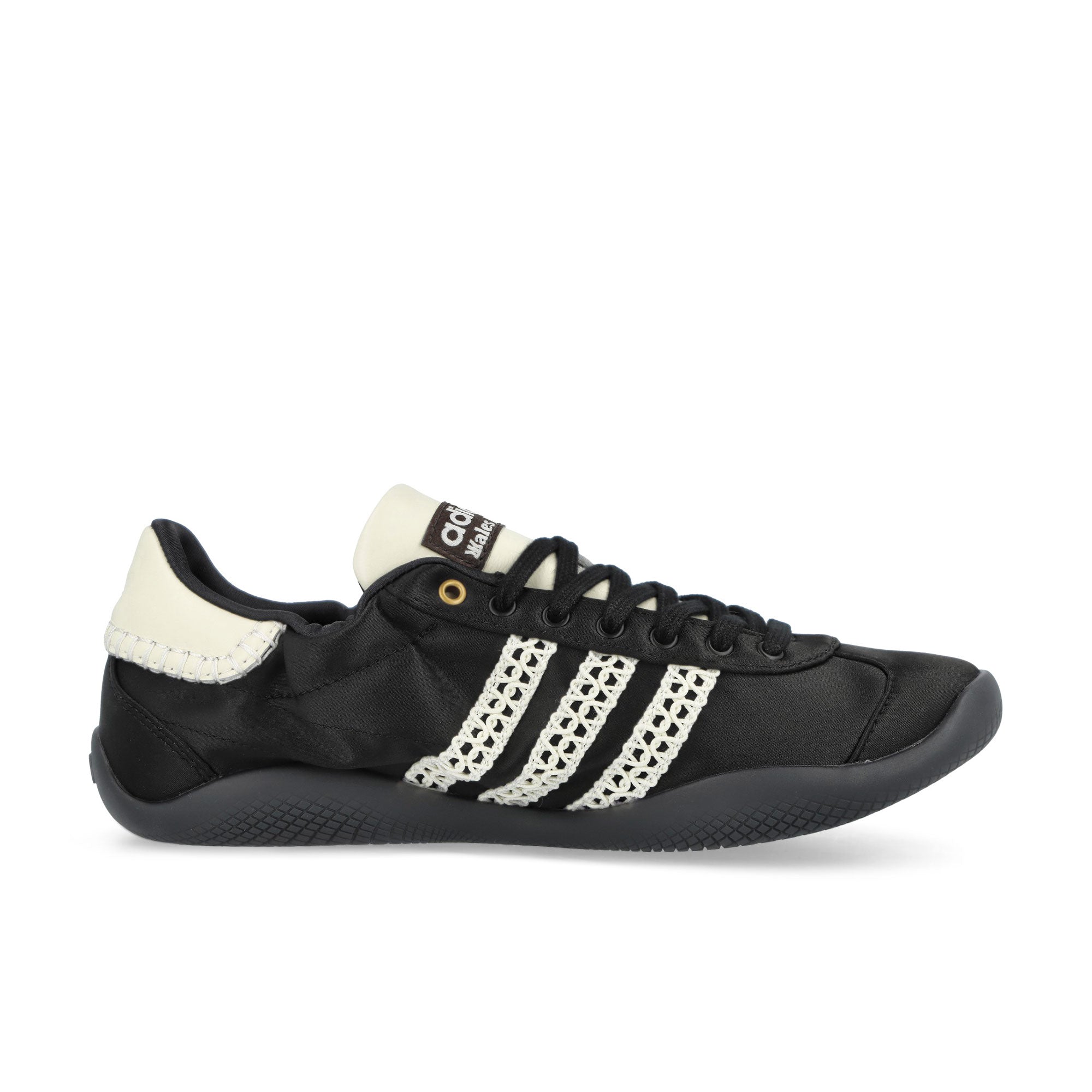 Wales Bonner x adidas Karintha Low Satin Core Black / Dark Brown / Cream White Sneaker IH7259 Silhouette | Overkill
