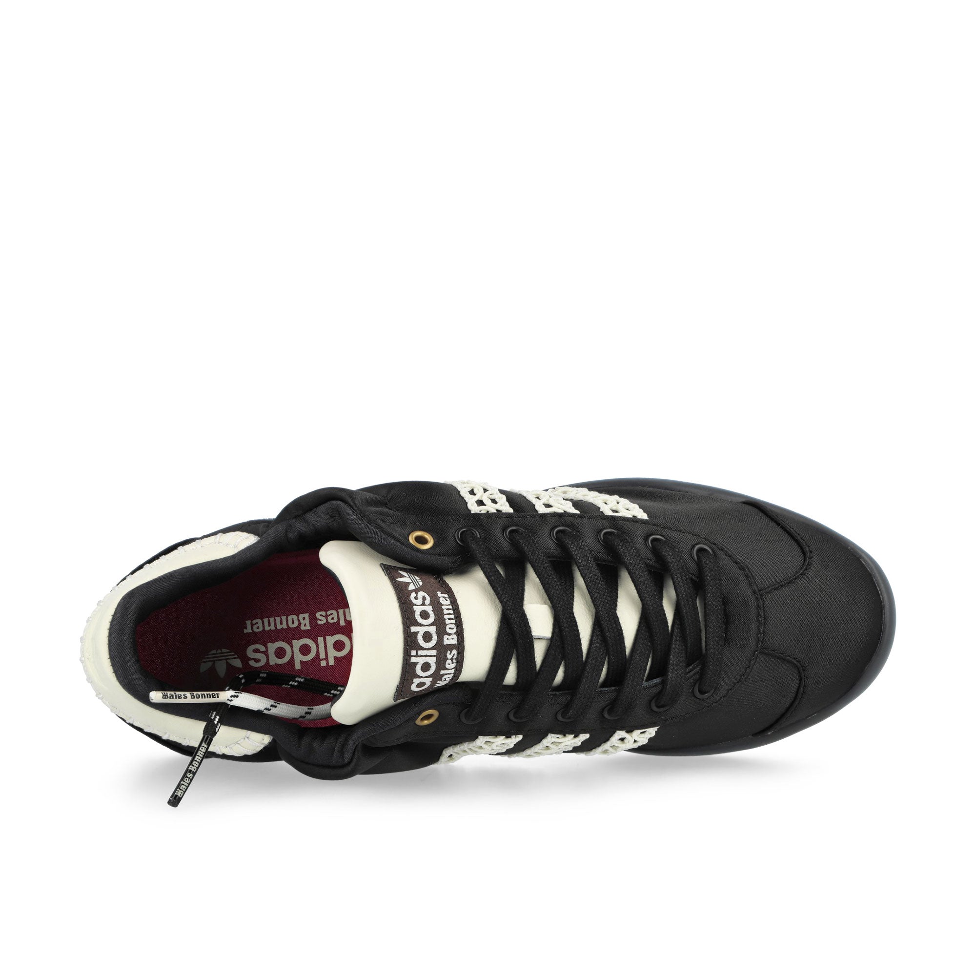 Wales Bonner x adidas Karintha Low Satin Core Black / Dark Brown / Cream White Sneaker IH7259 Detailfoto | Overkill
