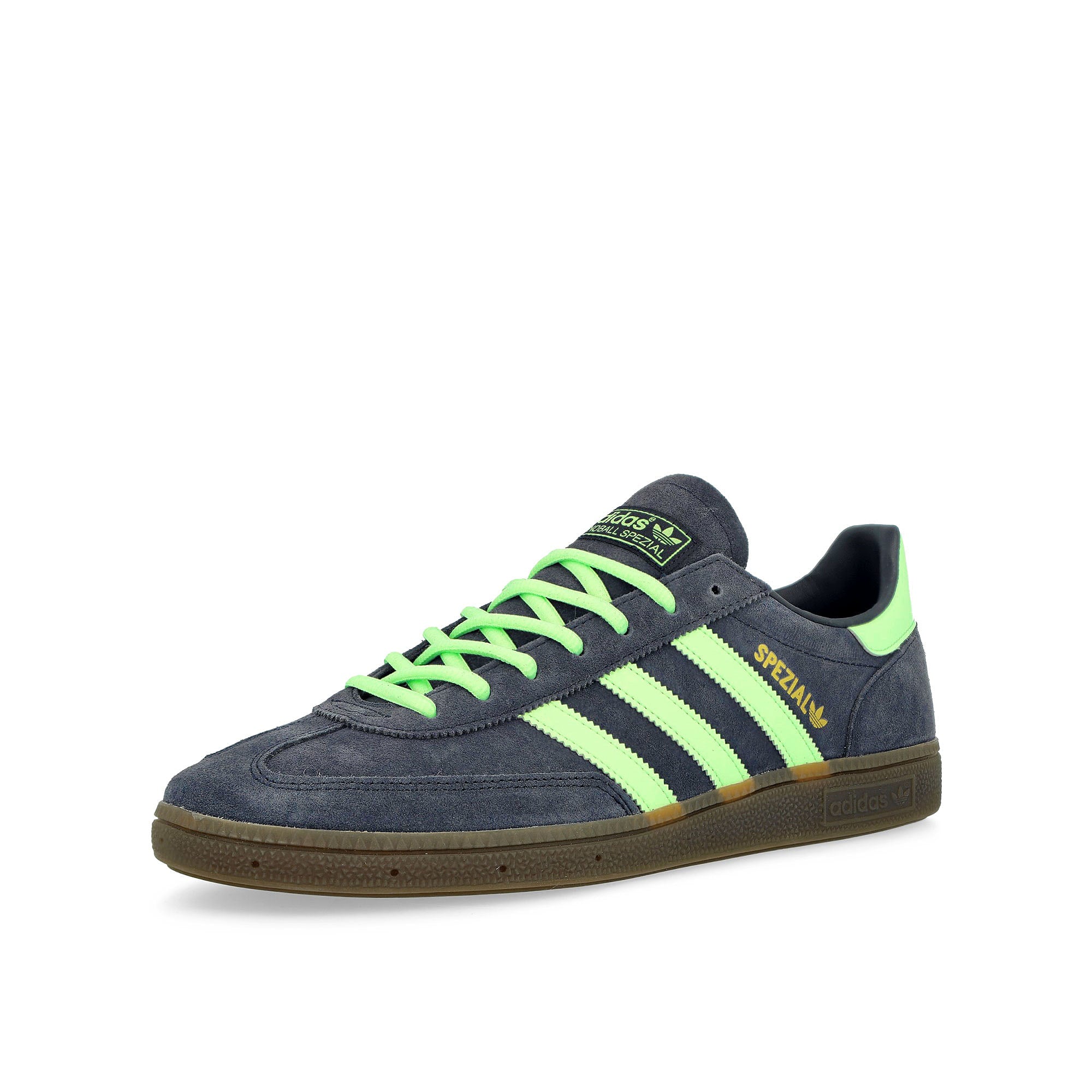 adidas Handball Spezial Legend Ink / Green Spark / Gum 5 Low Top Sneakers  Close Up | Overkill