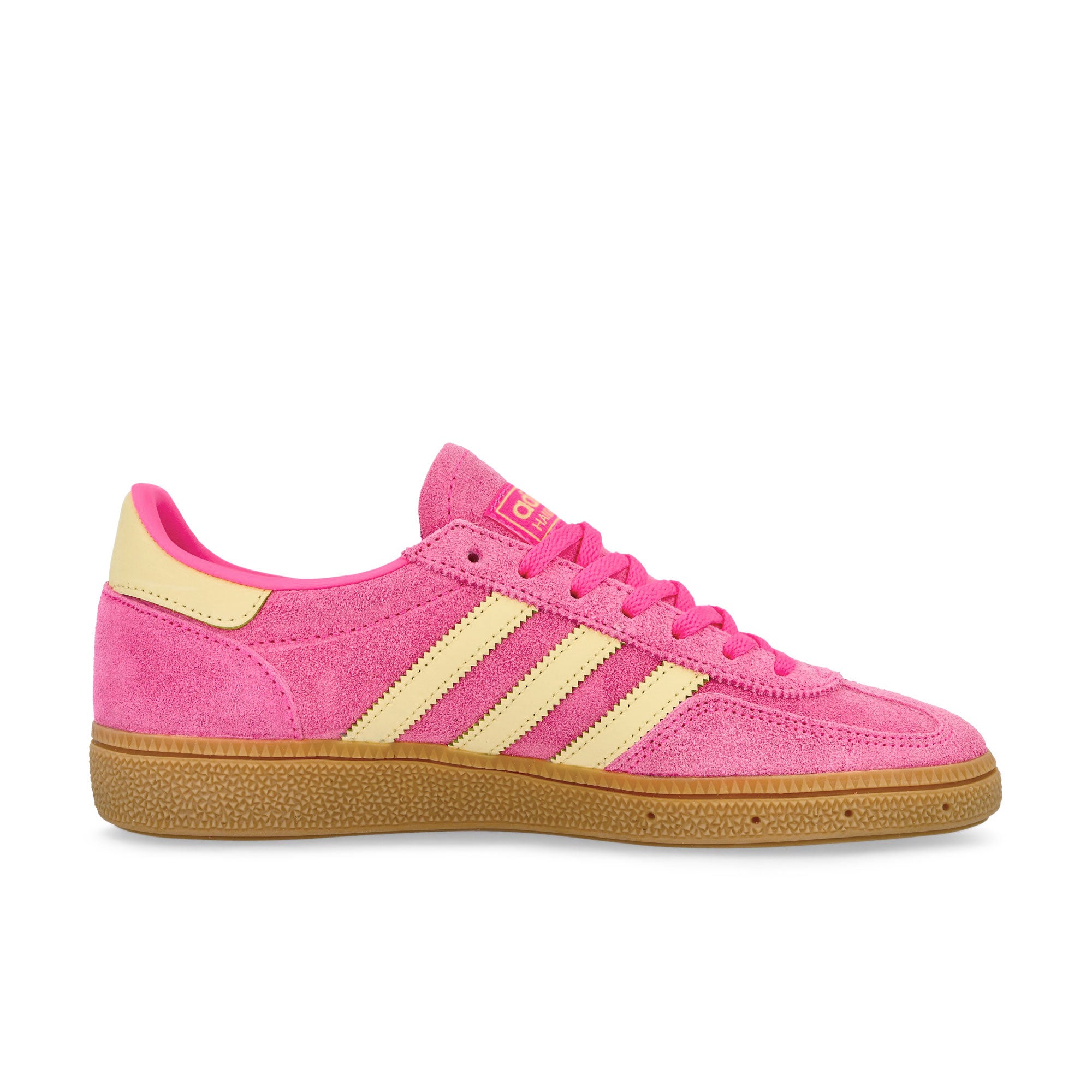 adidas Handball Spezial W Lucid Pink / Almost Yellow / Gold Metallic Low Top Sneakers IH9213 Silhouette | Overkill
