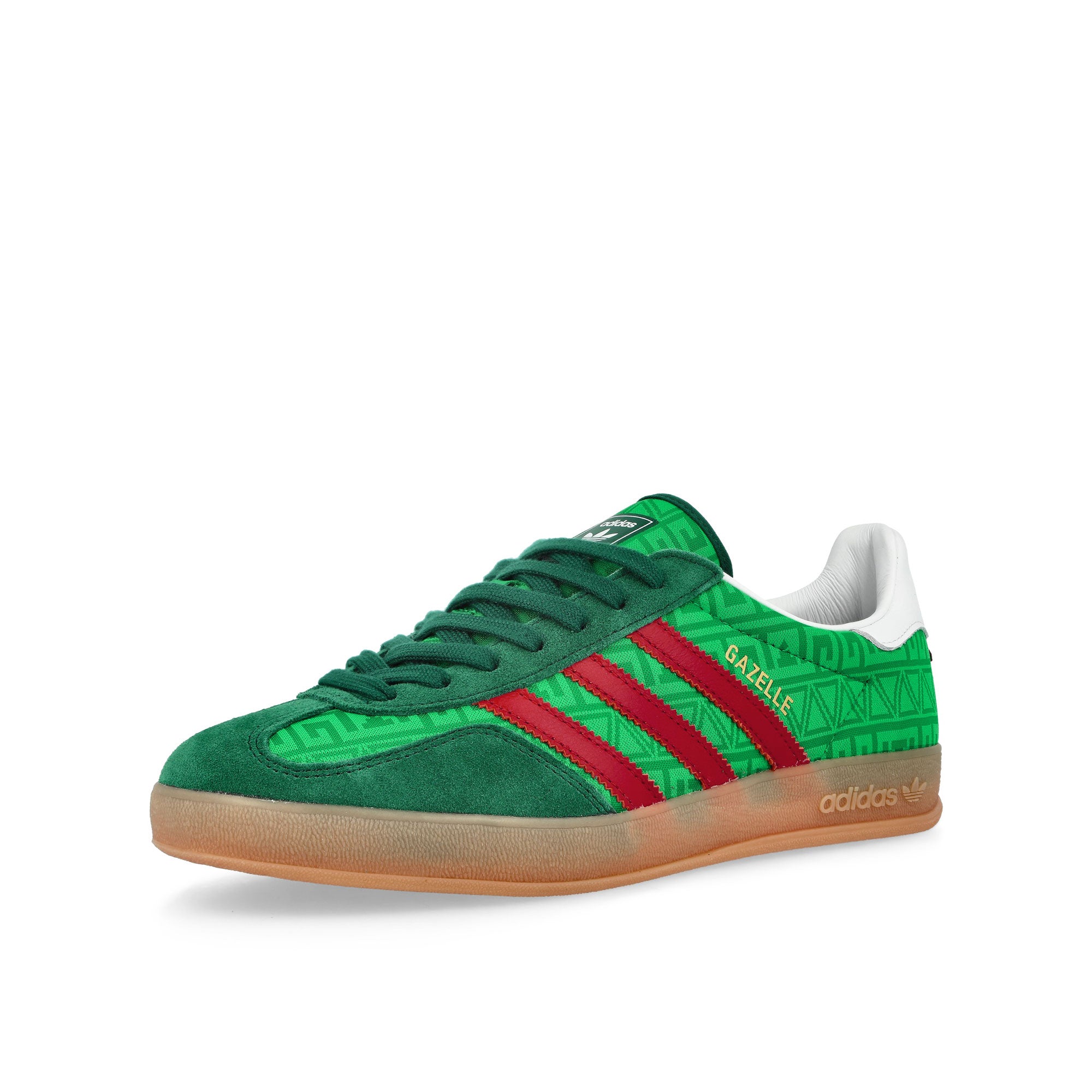 adidas Gazelle Indoor Green / Better Scarlet / Collegiate Green Low Top Sneakers IH9647 Close-up | Overkill
