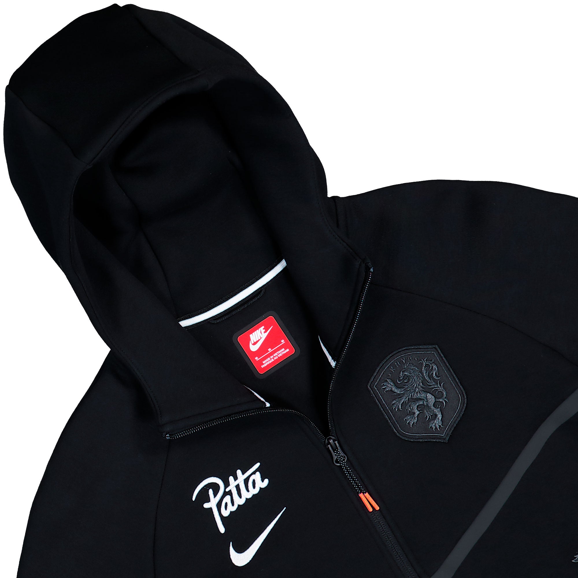 Patta x Nike KNVB Netherlands Tech Fleece FZ Hoodie Black / White Hoodies IM3206 010 Detailfoto | Overkill
