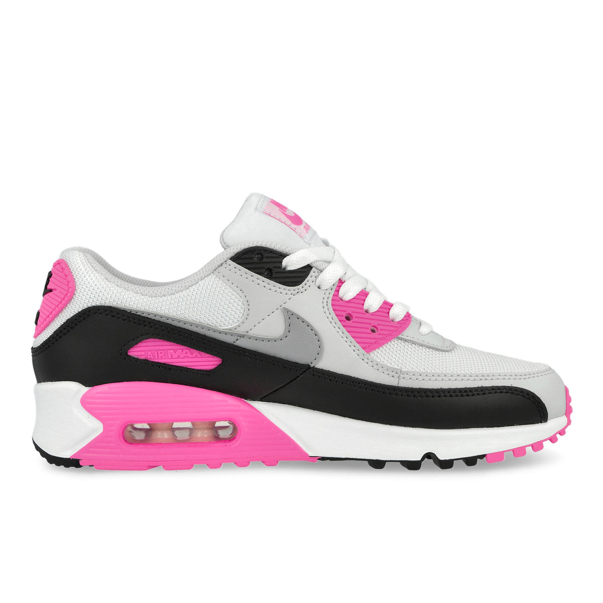 Nike Wmns Air Max 90 White / Wolf Grey - Pink Glow - Black sneaker IM4613 100 Silhouette | Overkill
