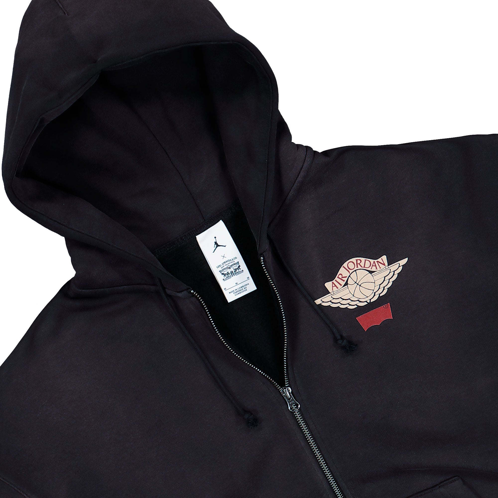 Levis x Jordan FZ Hoodie Black / Pale Ivory / Gym Red Hoodies IM6734 010 Detailfoto | Overkill