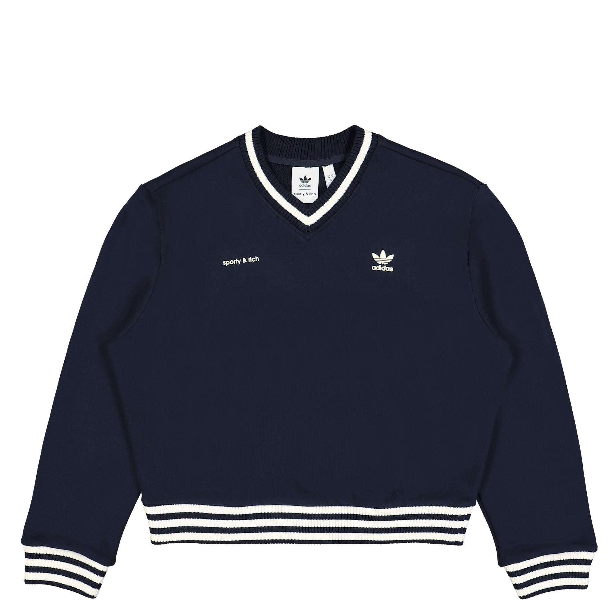 adidas SPORTY & RICH x adidas W Neck Crew Sweater Legend Ink Sweatshirts IN5246 | Overkill