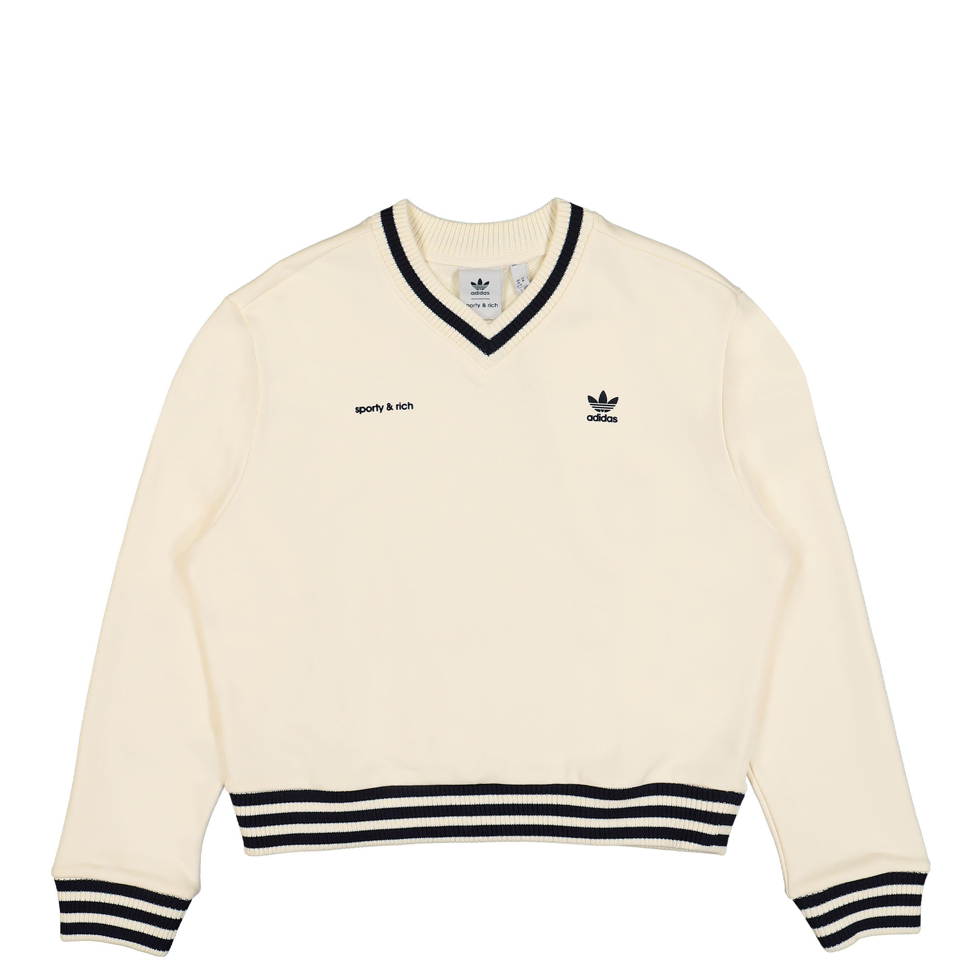 adidas SPORTY & RICH x adidas W Neck Crew Sweater Crew White Sweatshirts IN5247 | Overkill