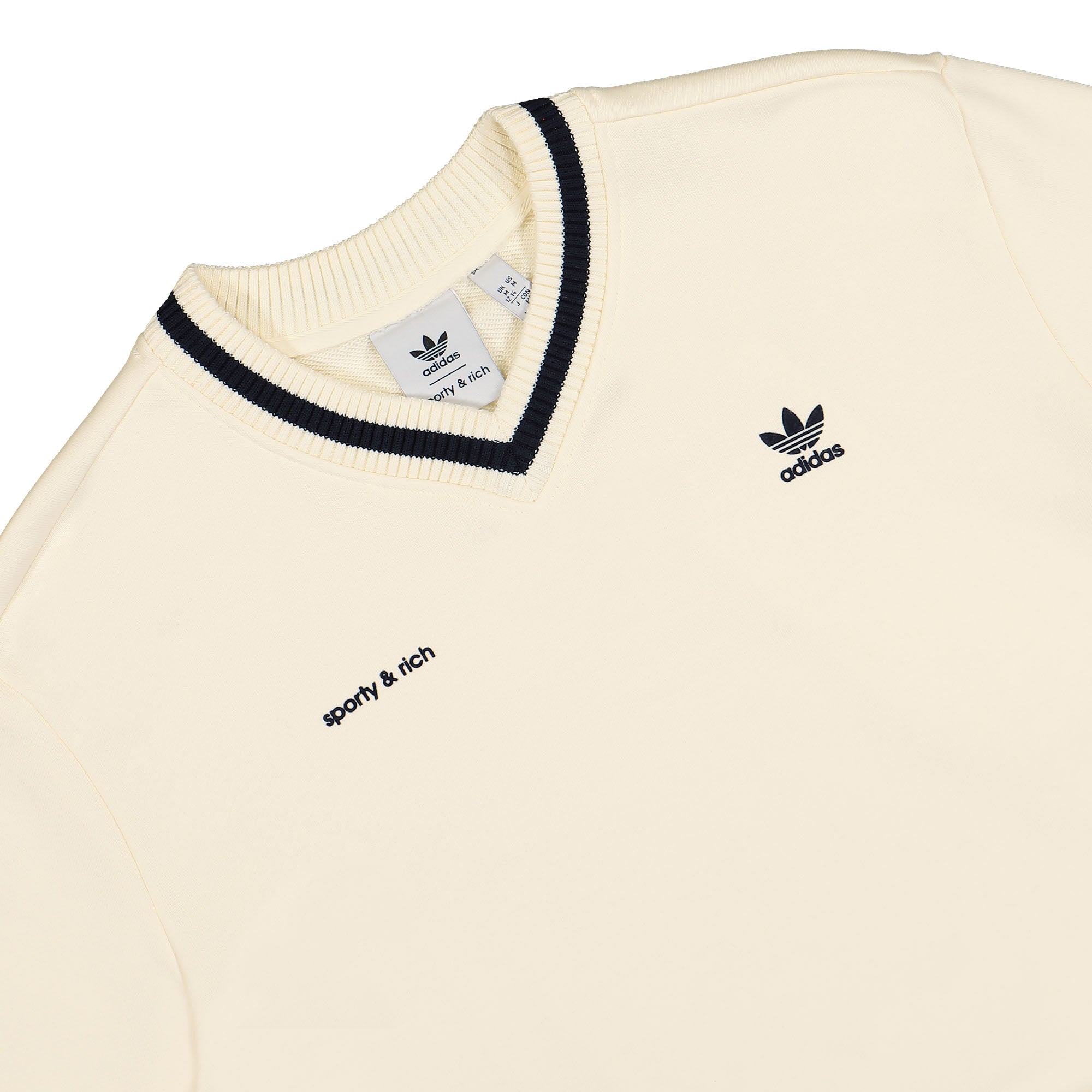 adidas SPORTY & RICH x adidas W Neck Crew Sweater Crew White Sweatshirts Close-up | Overkill