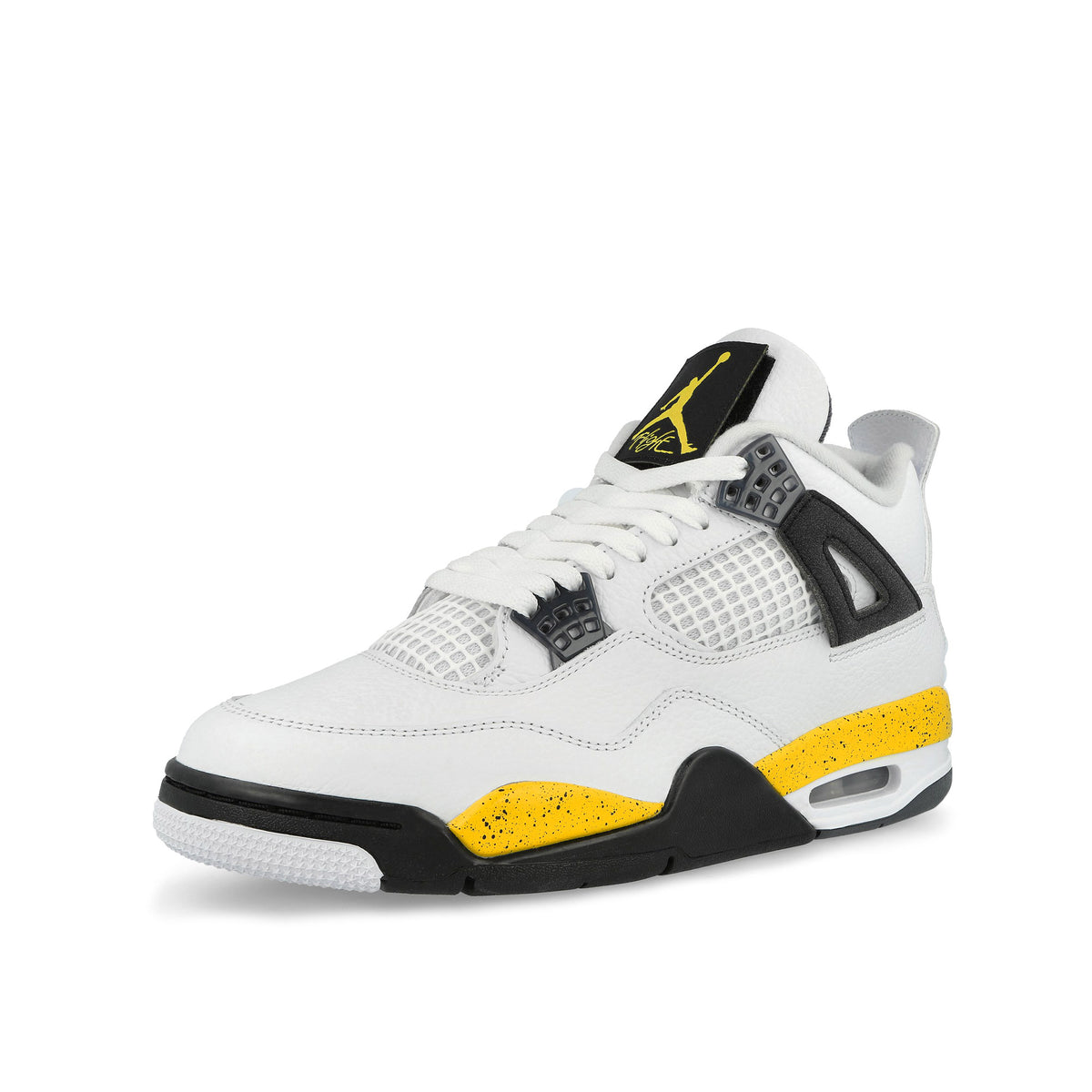 Air Jordan 4 Retro "Tour Yellow" White / Tour Yellow - Dark Blue Grey - Black Mid Top Sneakers IO2463 102 Close-up | Overkill
