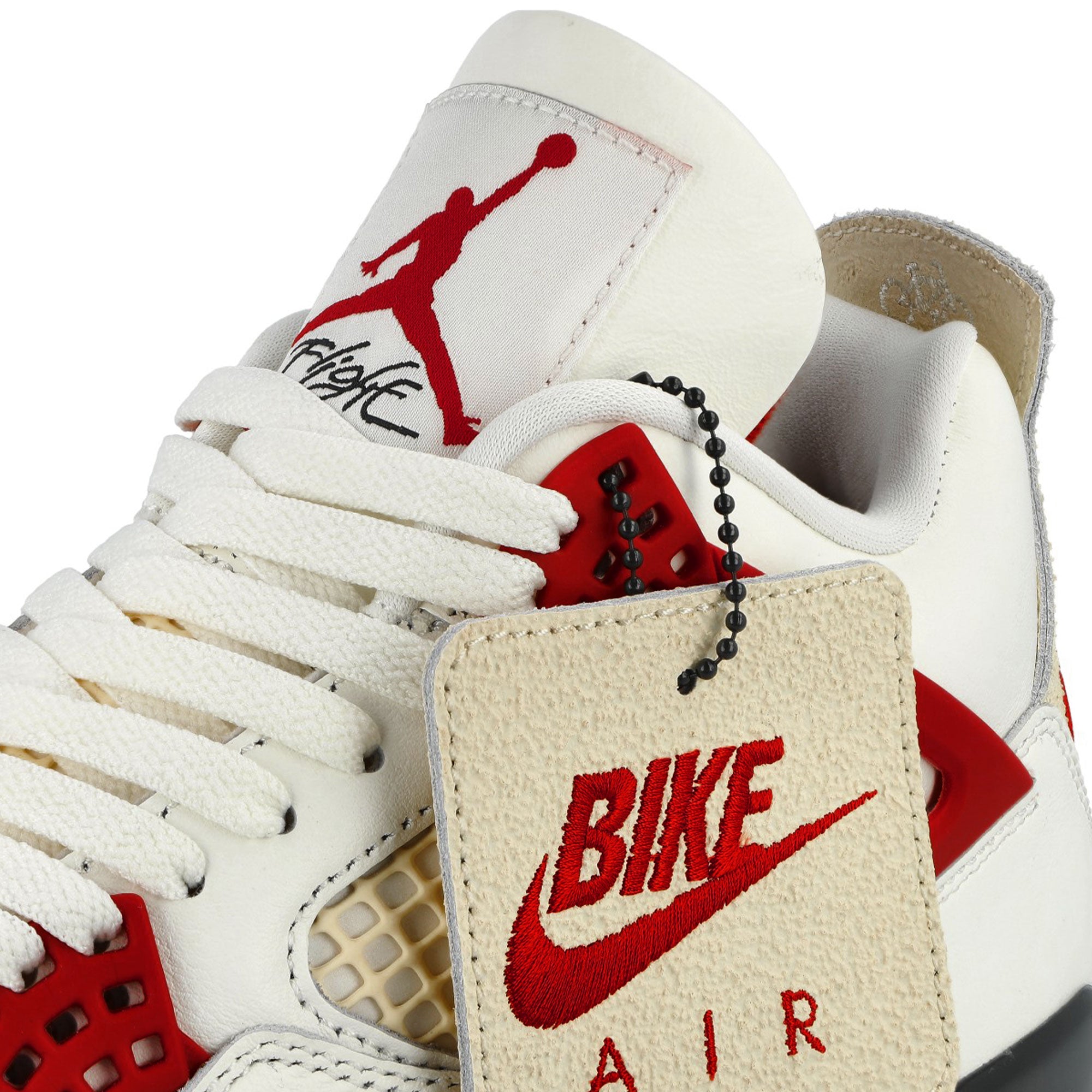BIKE AIR x Nigel Sylvester x Air Jordan 4 Retro SP Sail / Cinnabar - Anthracite - Muslin Mid Top Sneakers IQ8055 100 Detail View 2 | Overkill