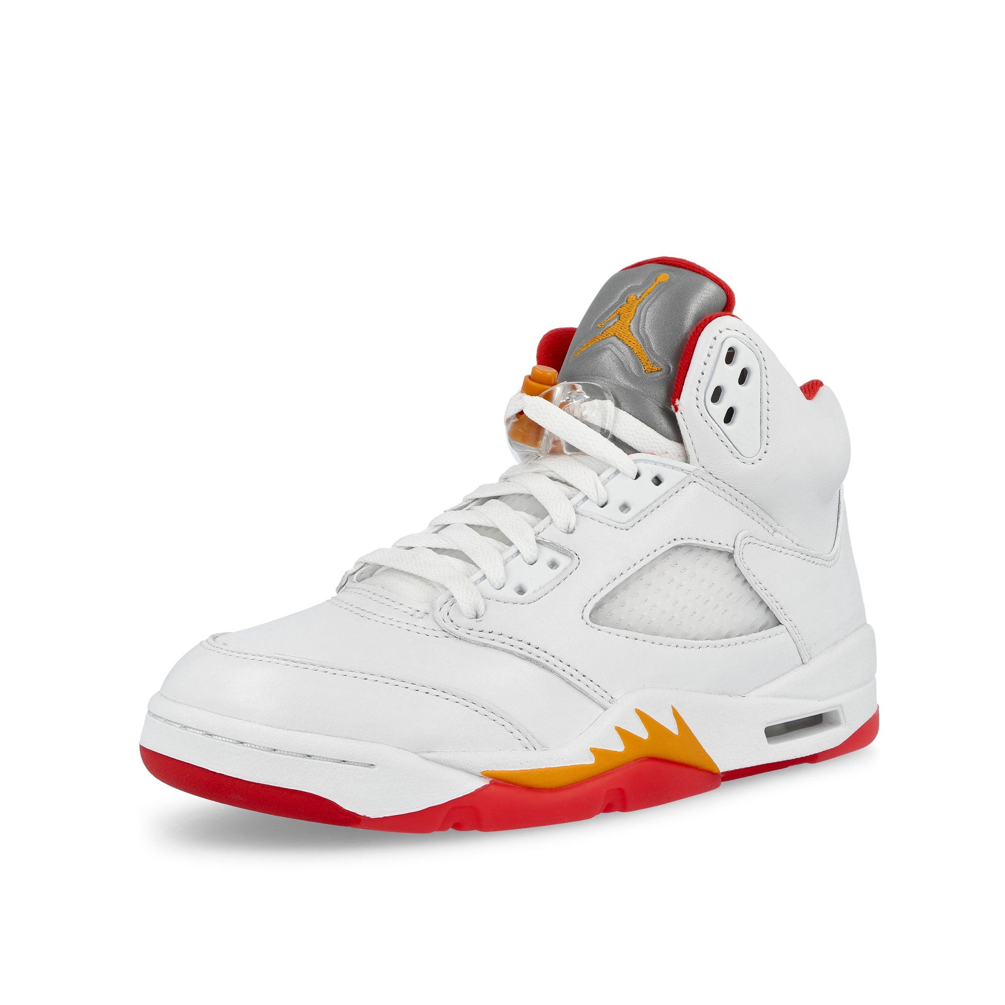 Air Jordan 5 Retro White / Sunset - Fire Red High Top Sneakers IV5678 102 Close-up | Overkill