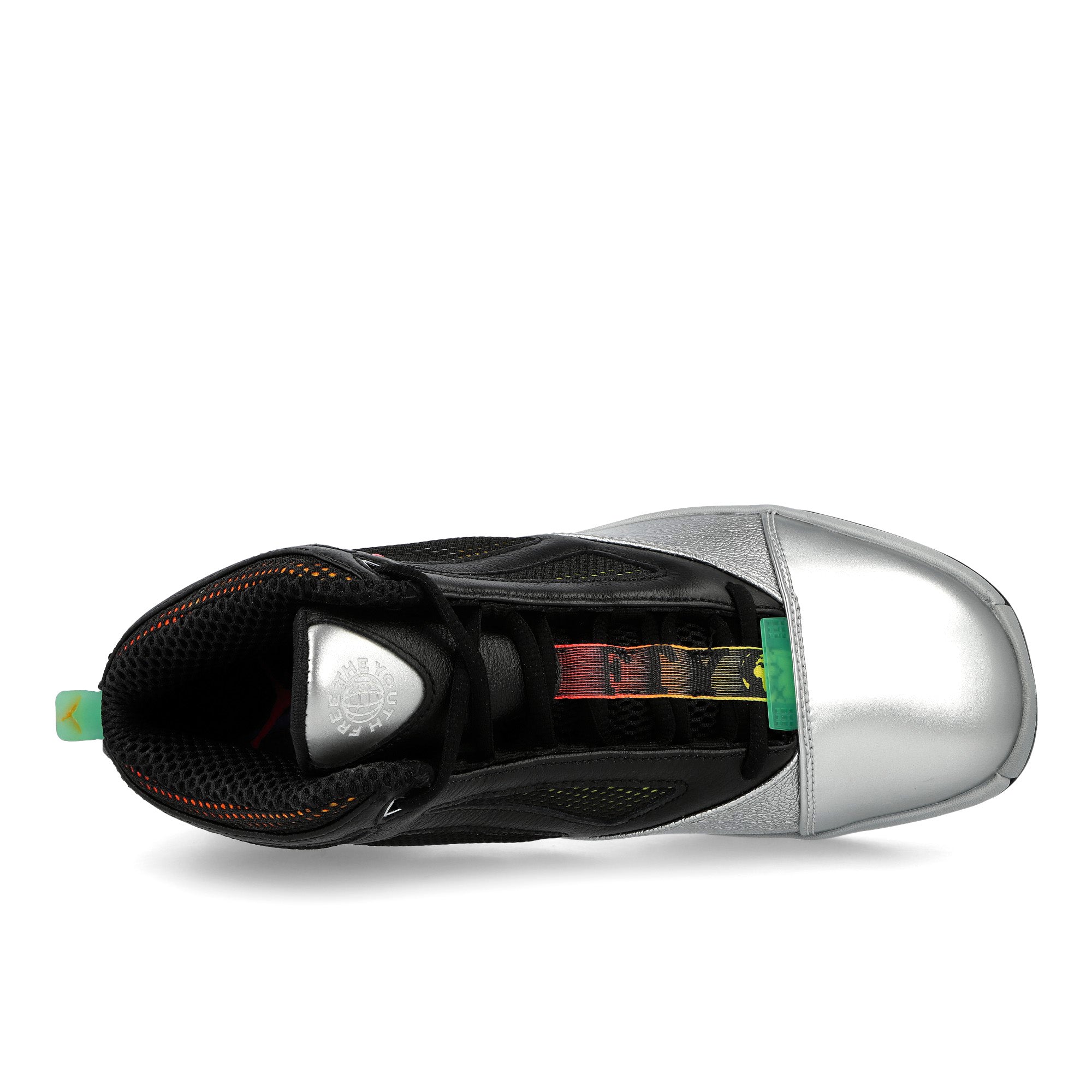 Free The Youth x Air Jordan 16 FTY SP Metallic Silver / Picante Red High Top Sneakers IV7638 001 Detail View 6 | Overkill
