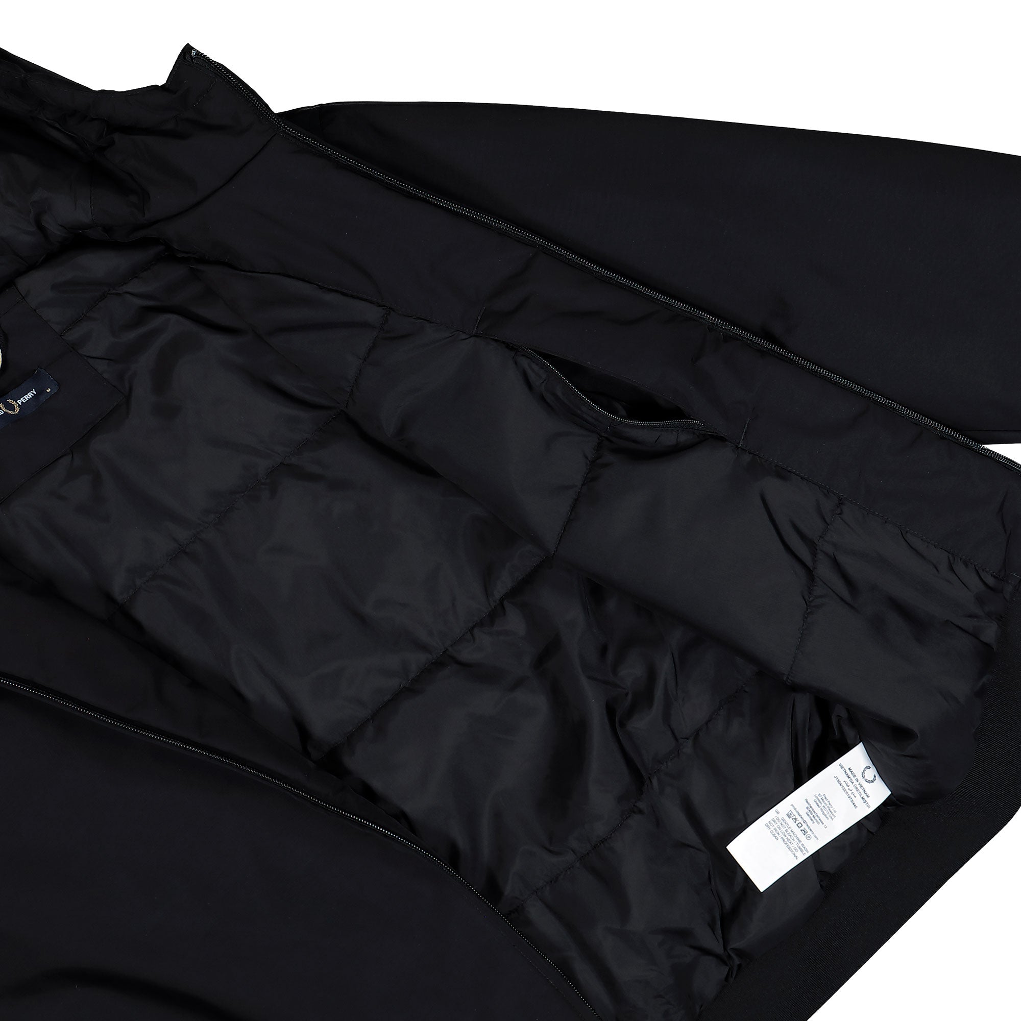 Fred Perry Hooded Brentham Jacket Black Puffer Jackets J1304-102 Detail View 2 | Overkill
