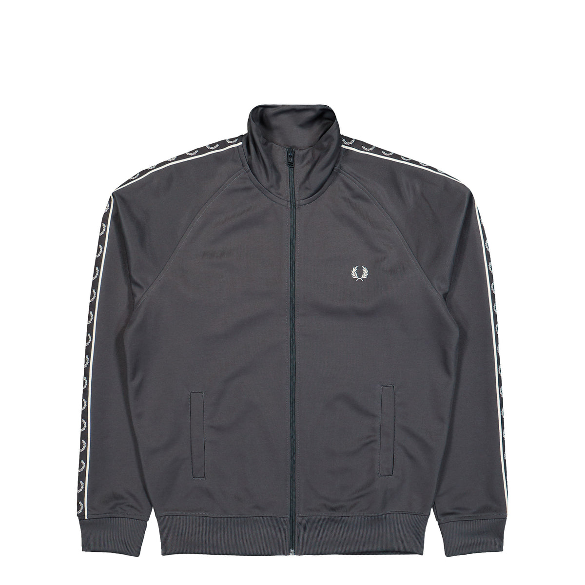Fred Perry Contrast Taped Track Jacket Anchor Grey Jacket J5557-297 | Overkill

