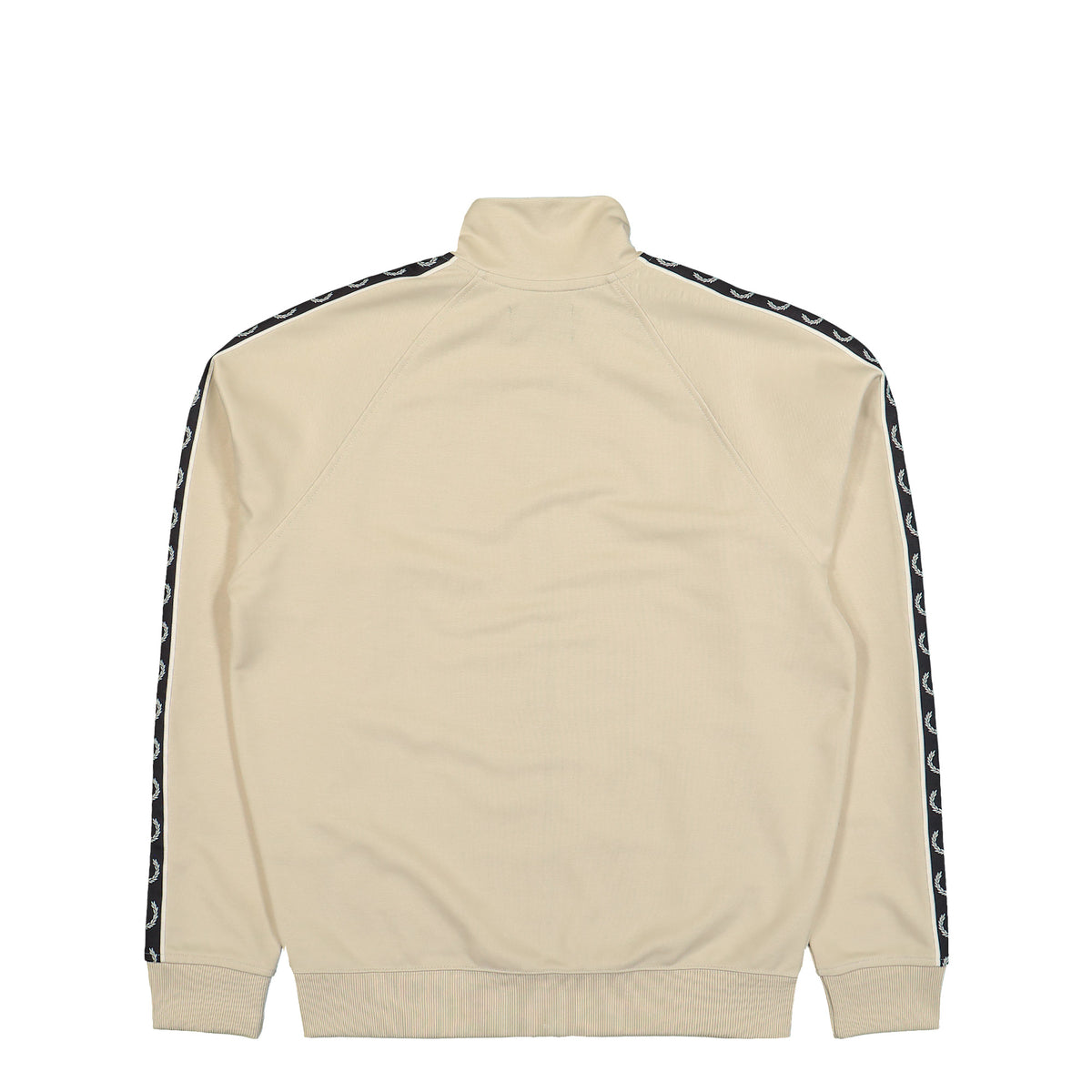 Fred Perry Contrast Taped Track Jacket Oatmeal Jacket J5557-691 Close-up | Overkill
