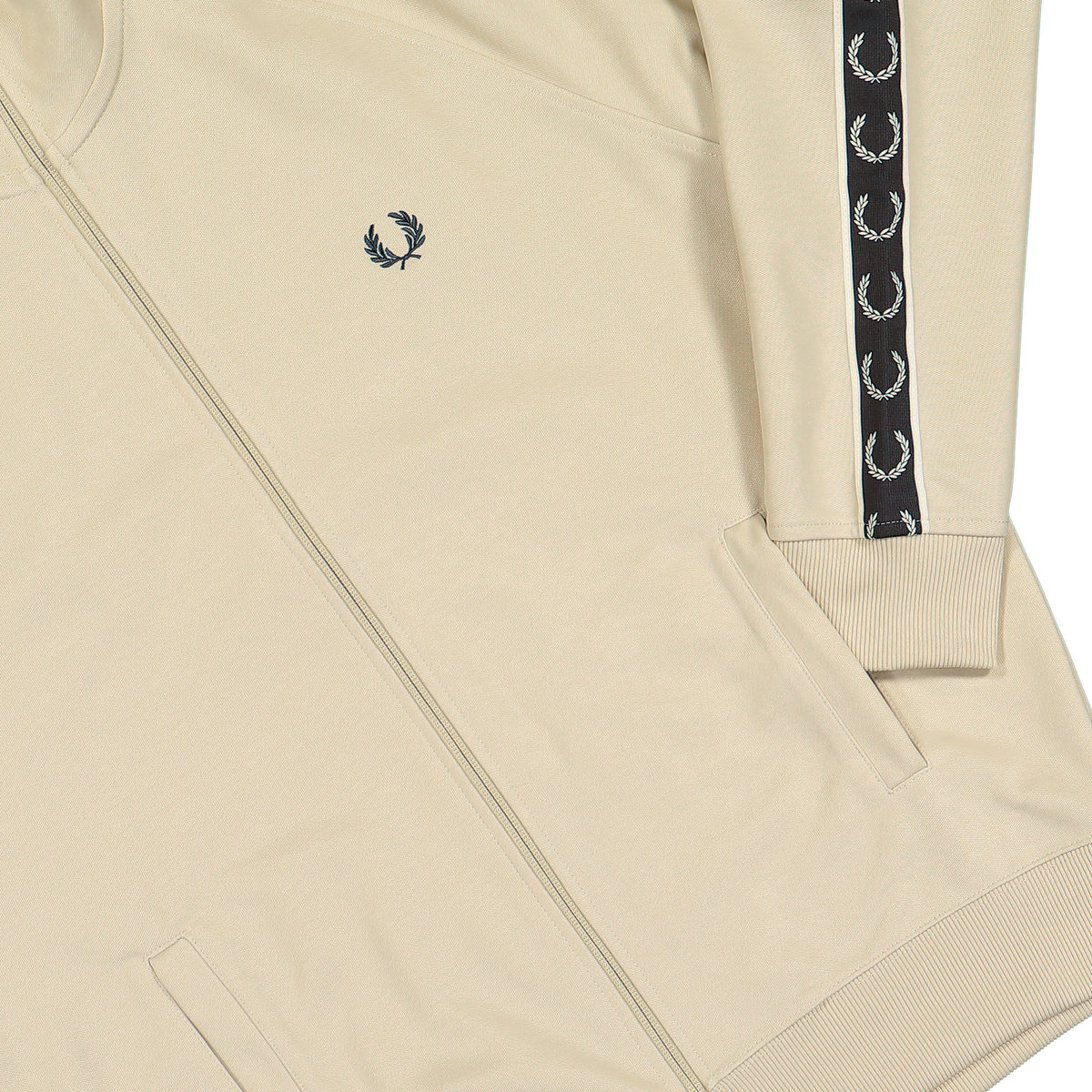 Fred Perry Contrast Taped Track Jacket Oatmeal Jacket J5557-691 Detail View 1 | Overkill
