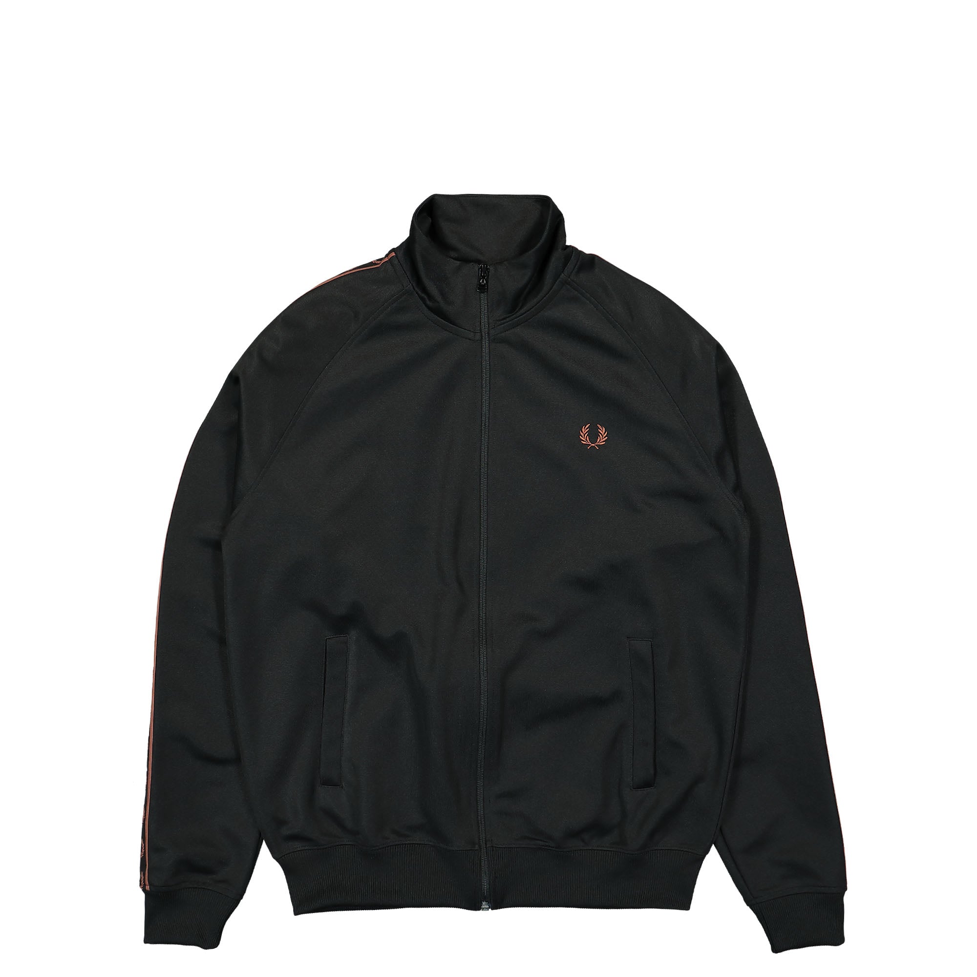 Fred Perry Contrast Tape Track Jacket Black / Whiskey Brown Track Jackets J5557-U35 | Overkill