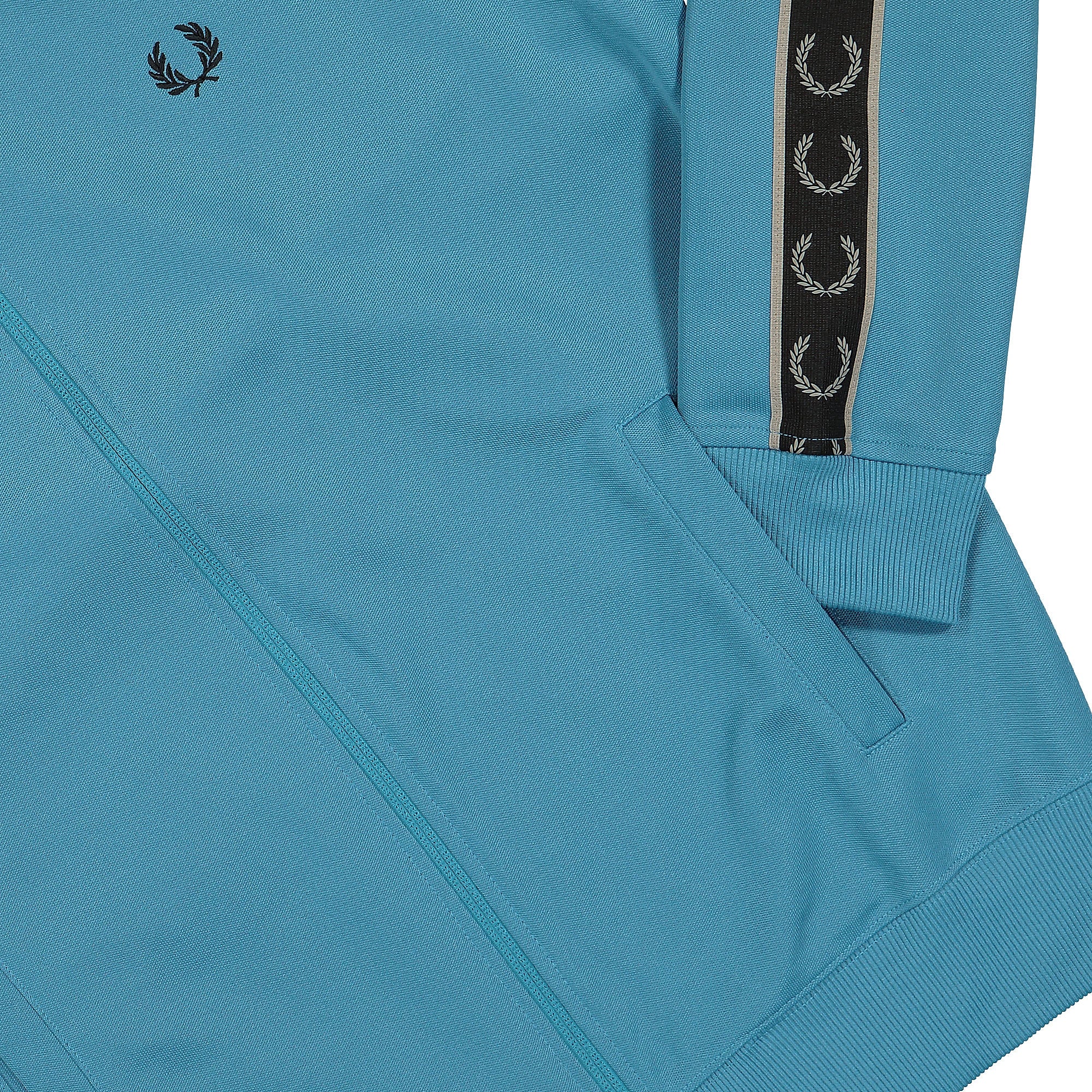 Fred Perry Contrast Tape Track Jacket Runaway Bay Ocean / Black Track Jackets Close-up | Overkill