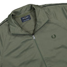 Fred Perry Contrast Tape Track Jacket Laurel Wreath Green / Night Green Track Jackets Close-up | Overkill