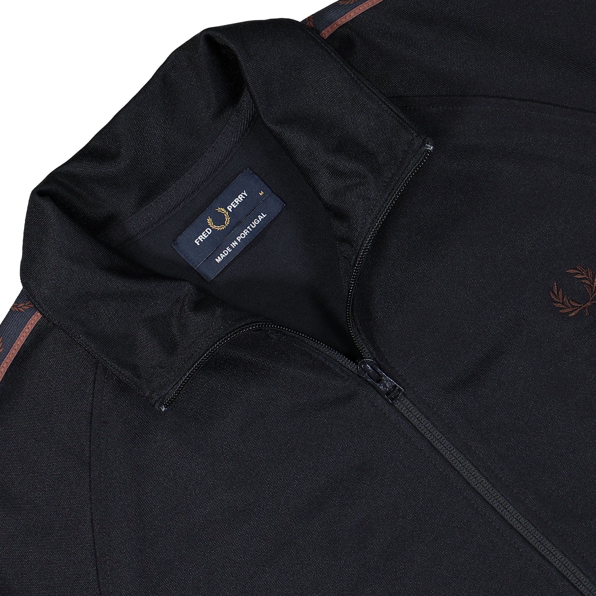 Fred Perry Contrast Tape Track Jacket Navy / Carrington Brick Track Jackets Close-up | Overkill