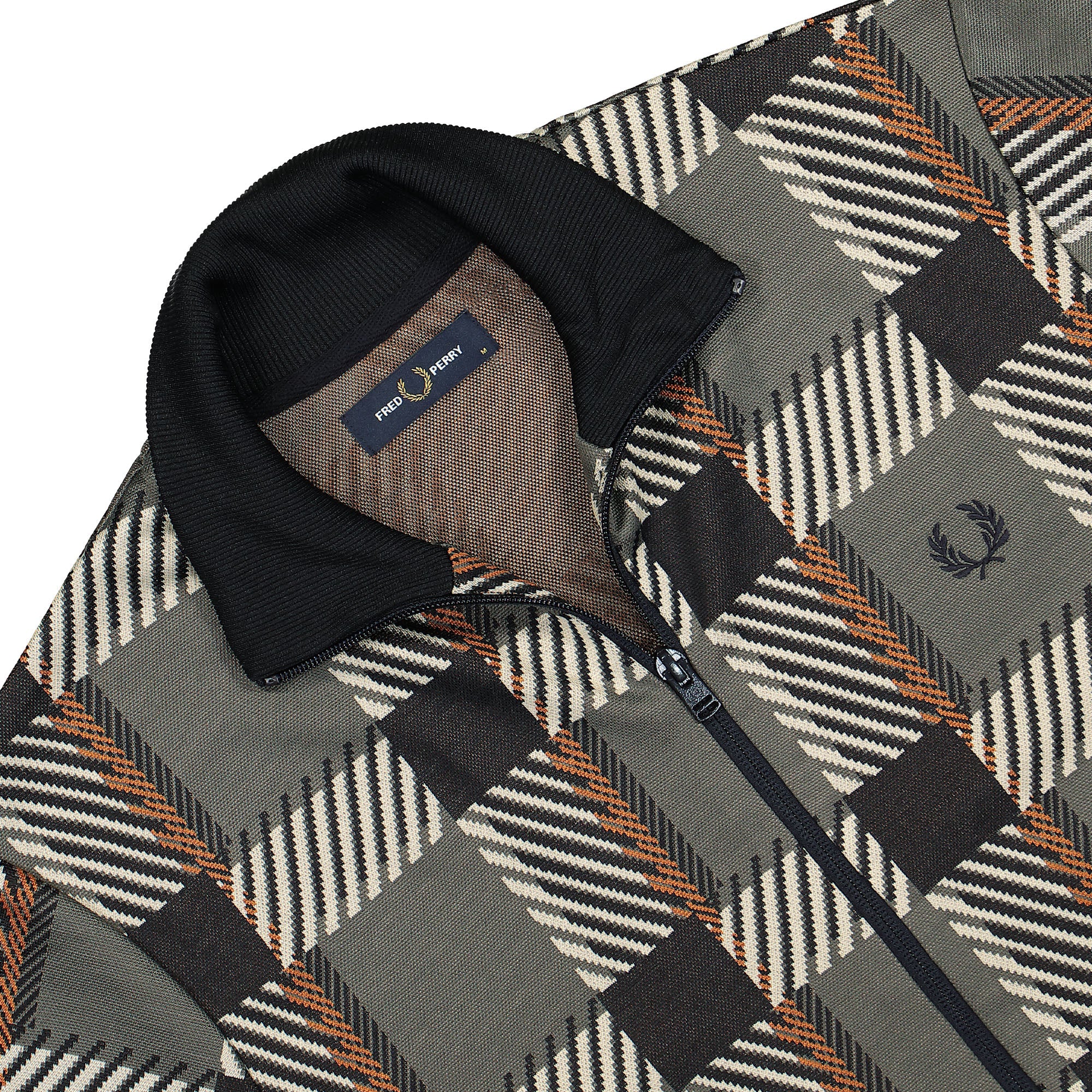 Fred Perry Glitch Tartan Track Jacket Field Green Track Jackets Close-up | Overkill