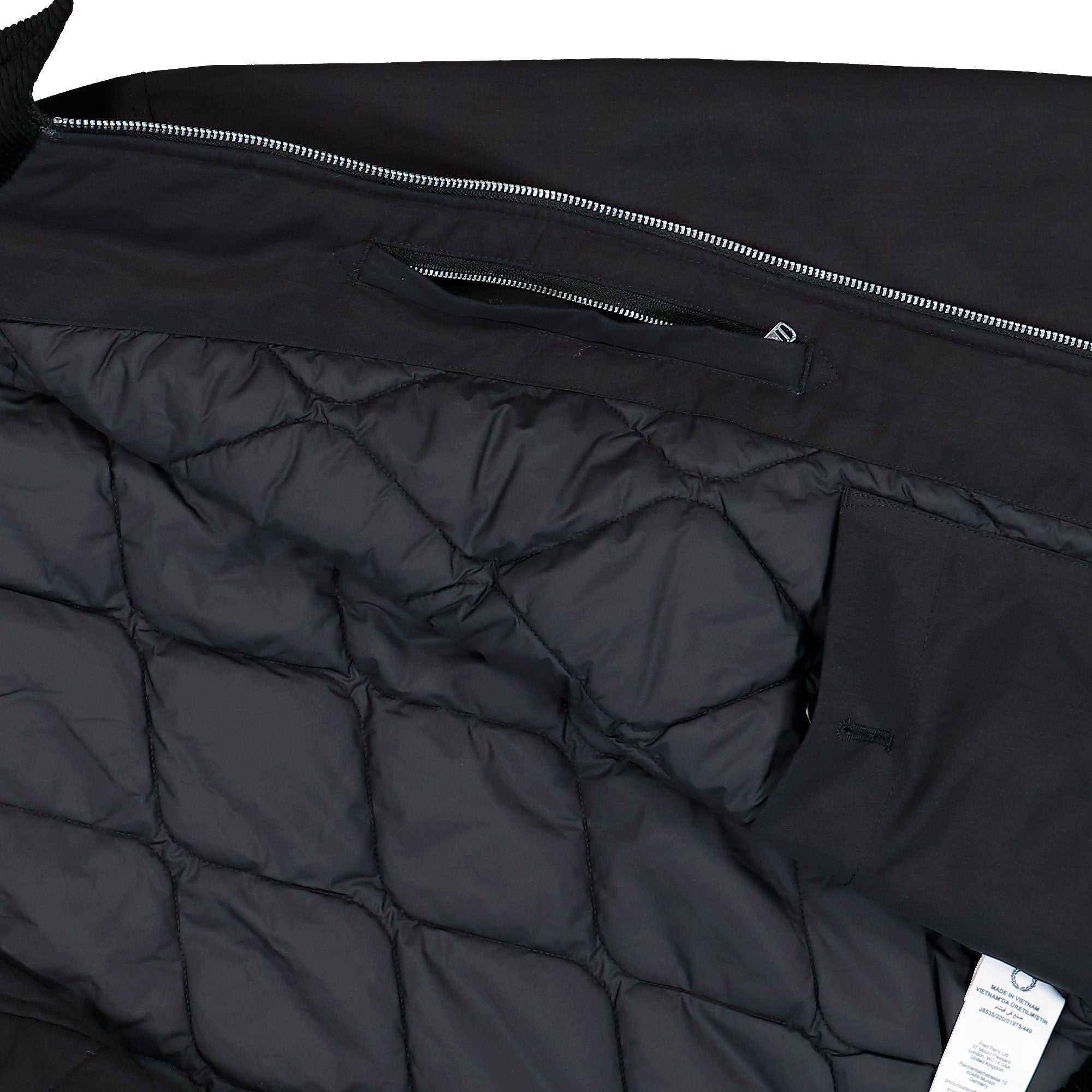 Fred Perry Cotton Caban Jacket Black Jacket J8535-220 Detail View 2 | Overkill

