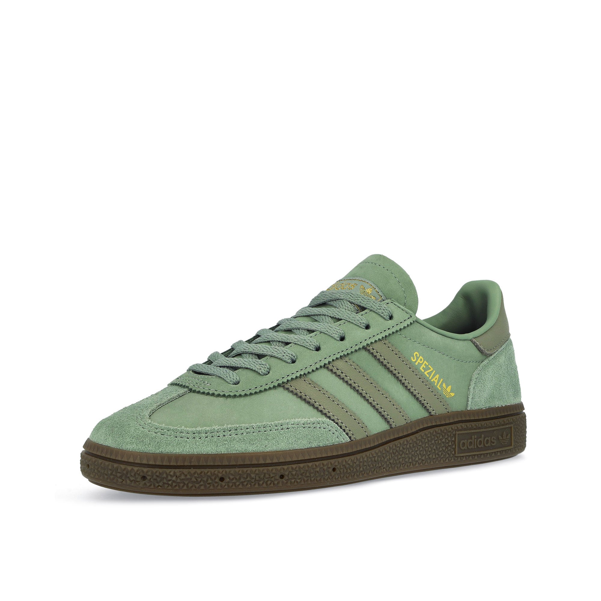 adidas Handball Spezial W Silver Green / Silver Pebble / Gum 5 Low Top Sneakers  Close Up | Overkill