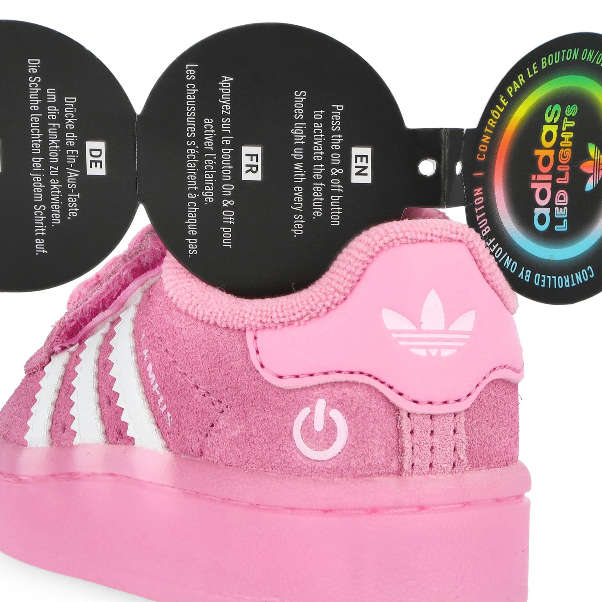 adidas Campus 00S Led Lights CF EL I Bliss Pink / Footwear White / Clear Pink Low Top Sneakers JS1283 Detail View 4 | Overkill
