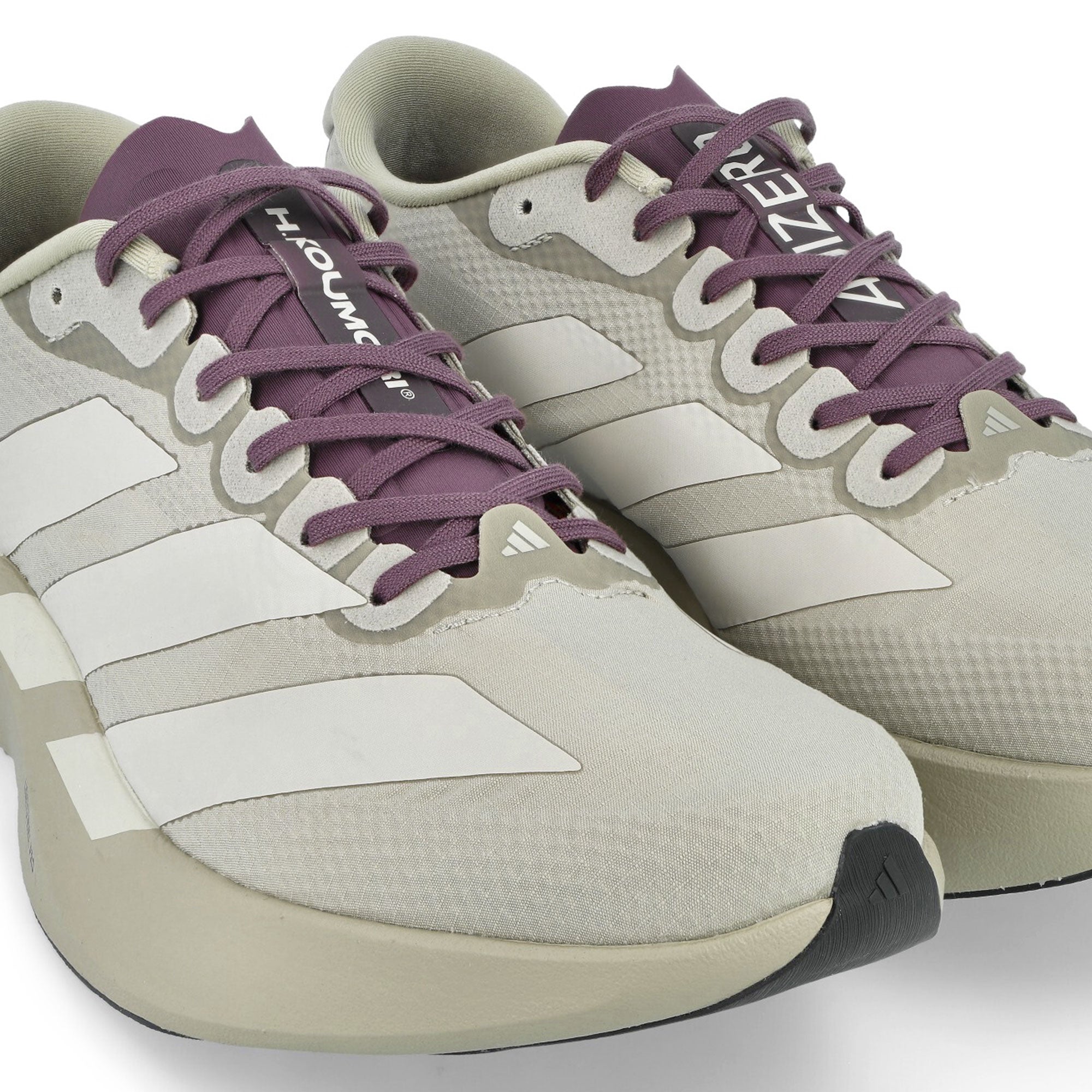 Hermanos Koumori x adidas Adizero EVO SL Woven Putty Grey / Alumina / Shadow Fig Low Top Sneakers JS2441 Detailfoto | Overkill